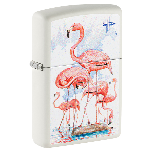 Zippo Guy Harvey Flamingo Scene White Matte ZP47103 View 8