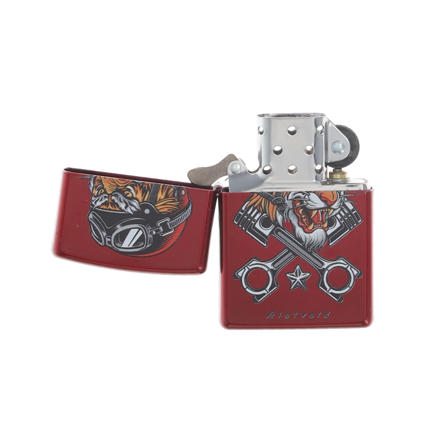 Zippo Rietveld Tiger & Pistons  Design Candy Apple Red ZP46934 View 4