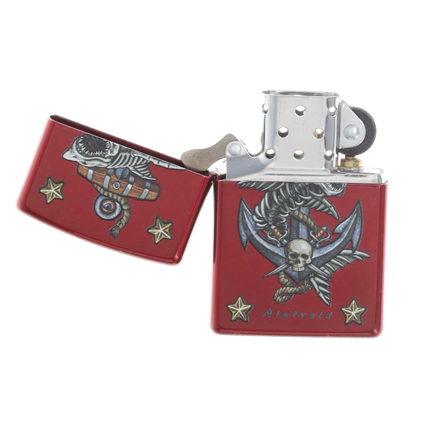 Zippo Rick Rietveld Shark & Skull Design Candy Apple Red ZP47109 View 5