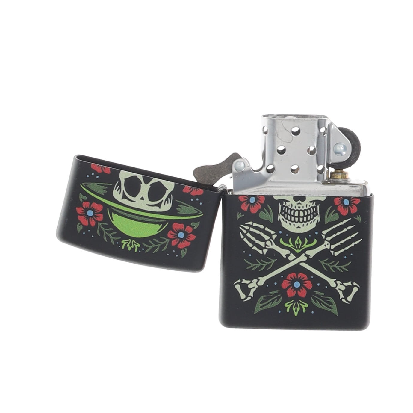 Zippo Skull w Gardener Hat Design Black Matte ZP47152 View 4