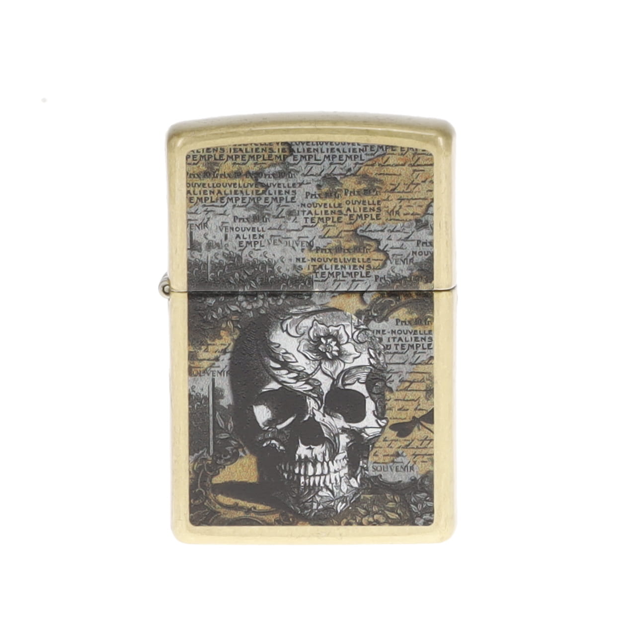 Zippo Floral Skull Design Street Brass ZP46577 View 2