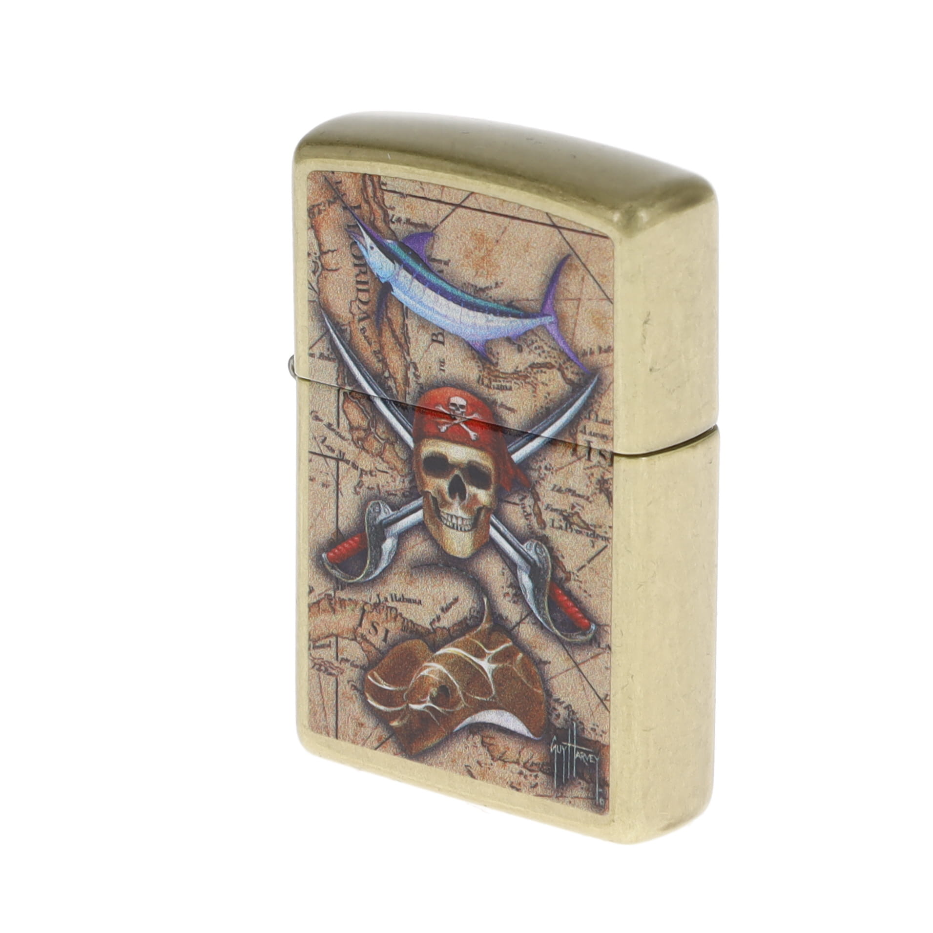 Zippo Guy Harvey Treasure Map Design Pirate, Blue Marlin, Skull, Snake ZP48966 View 4
