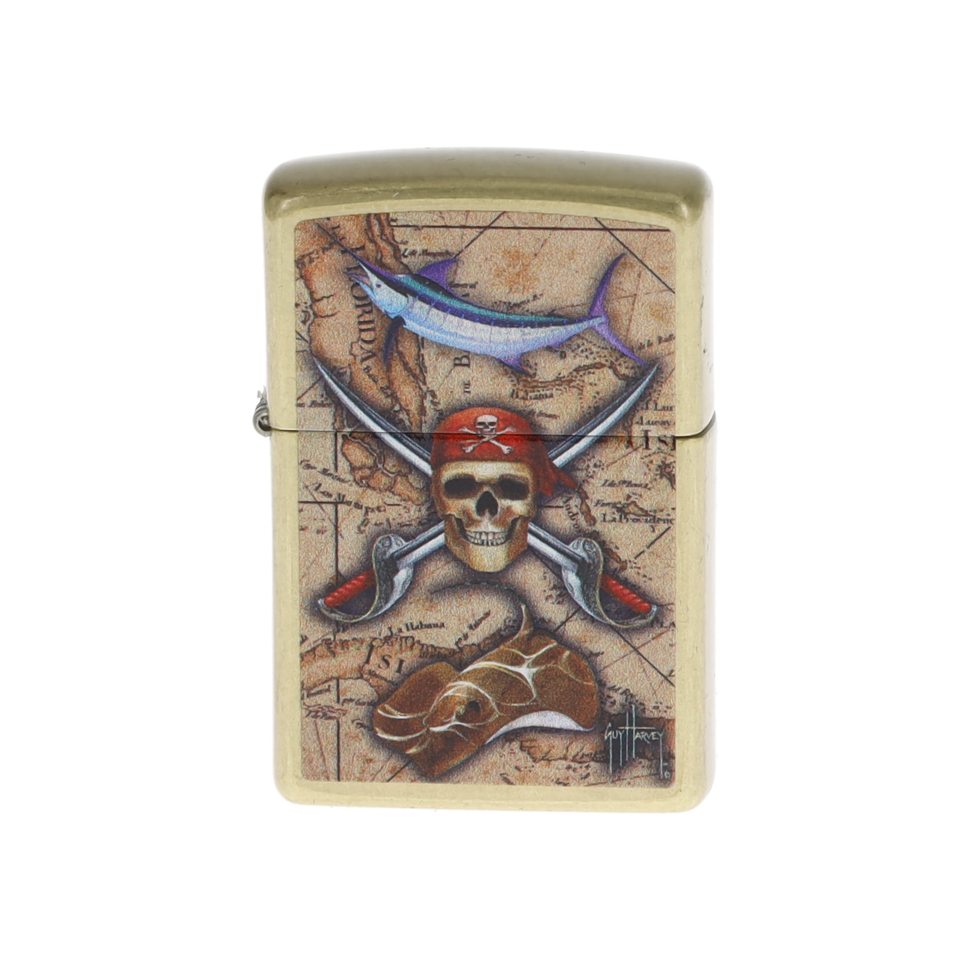 Zippo Guy Harvey Treasure Map Design Pirate, Blue Marlin, Skull, Snake ZP48966 View 5