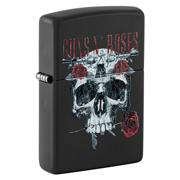 Zippo Guns N Roses Skull w Flowers Black Matte ZP47227 View 1