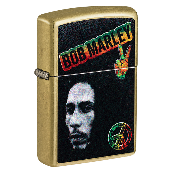 Zippo Bob Marley Image & Peace Signs Street Brass ZP47194 View 8