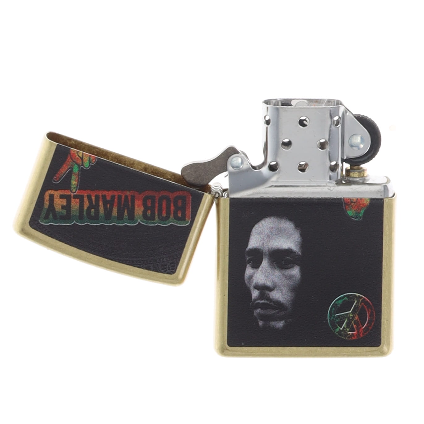 Zippo Bob Marley Image & Peace Signs Street Brass ZP47194 View 3