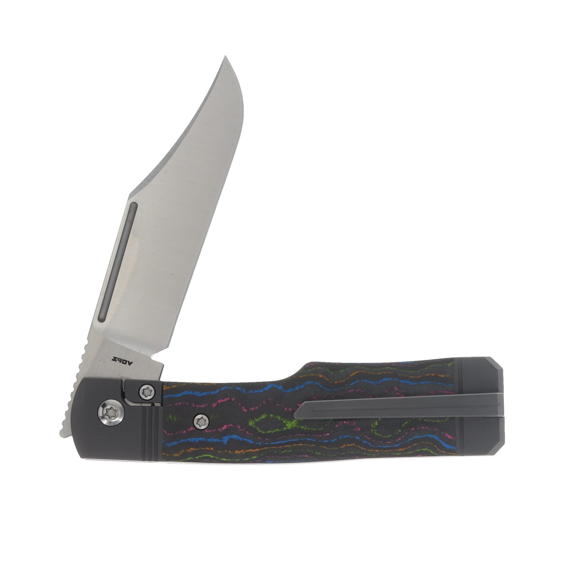 Jack Wolf Gunslinger Jack Framelock Folding Knife Belt Satin/80's CamoCarbon GUNSL-03-CC-80S View 3