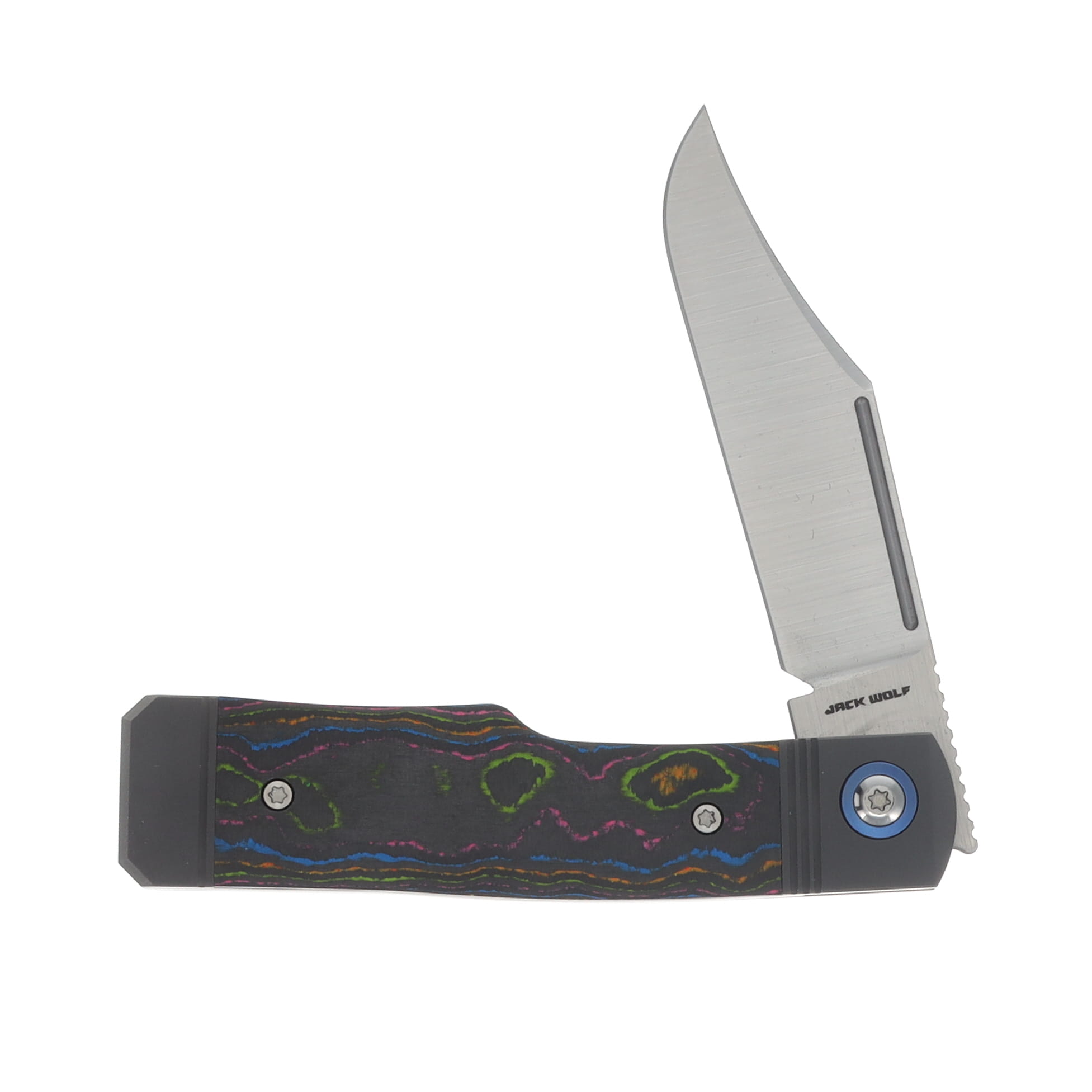 Jack Wolf Gunslinger Jack Framelock Folding Knife Belt Satin/80's CamoCarbon GUNSL-03-CC-80S View 5