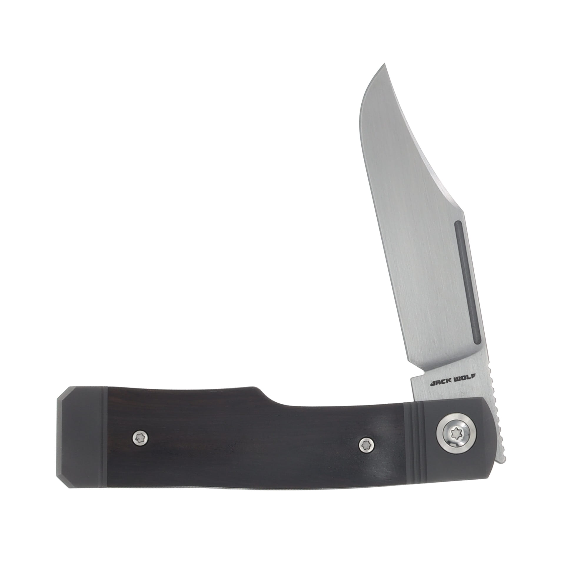 Jack Wolf Gunslinger Jack Framelock Folding Knife Hand Satin/Ebony Wood GUNSL-03-EBONY View 3
