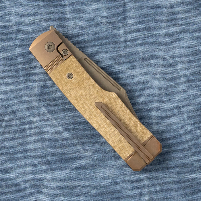 Jack Wolf Gunslinger Jack Framelock Folding Knife Acid Stonewash/Green Linen Micarta GUNSL-03-GRN-LIN-MIC View 22