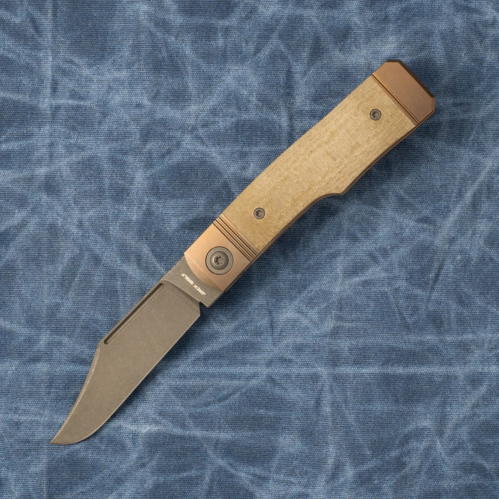 Jack Wolf Gunslinger Jack Framelock Folding Knife Acid Stonewash/Green Linen Micarta GUNSL-03-GRN-LIN-MIC View 21