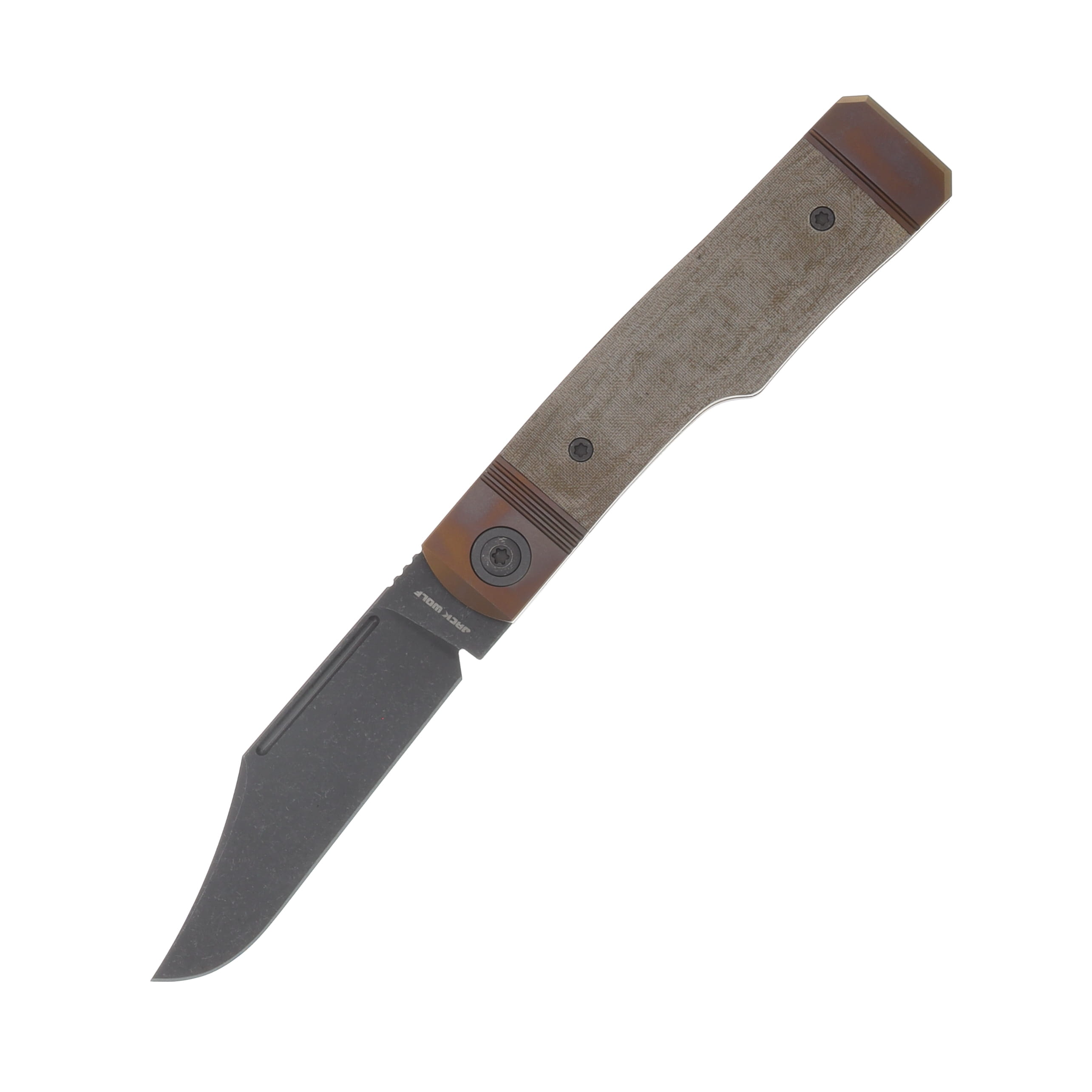 Jack Wolf Gunslinger Jack Framelock Folding Knife Acid Stonewash/Green Linen Micarta GUNSL-03-GRN-LIN-MIC View 1