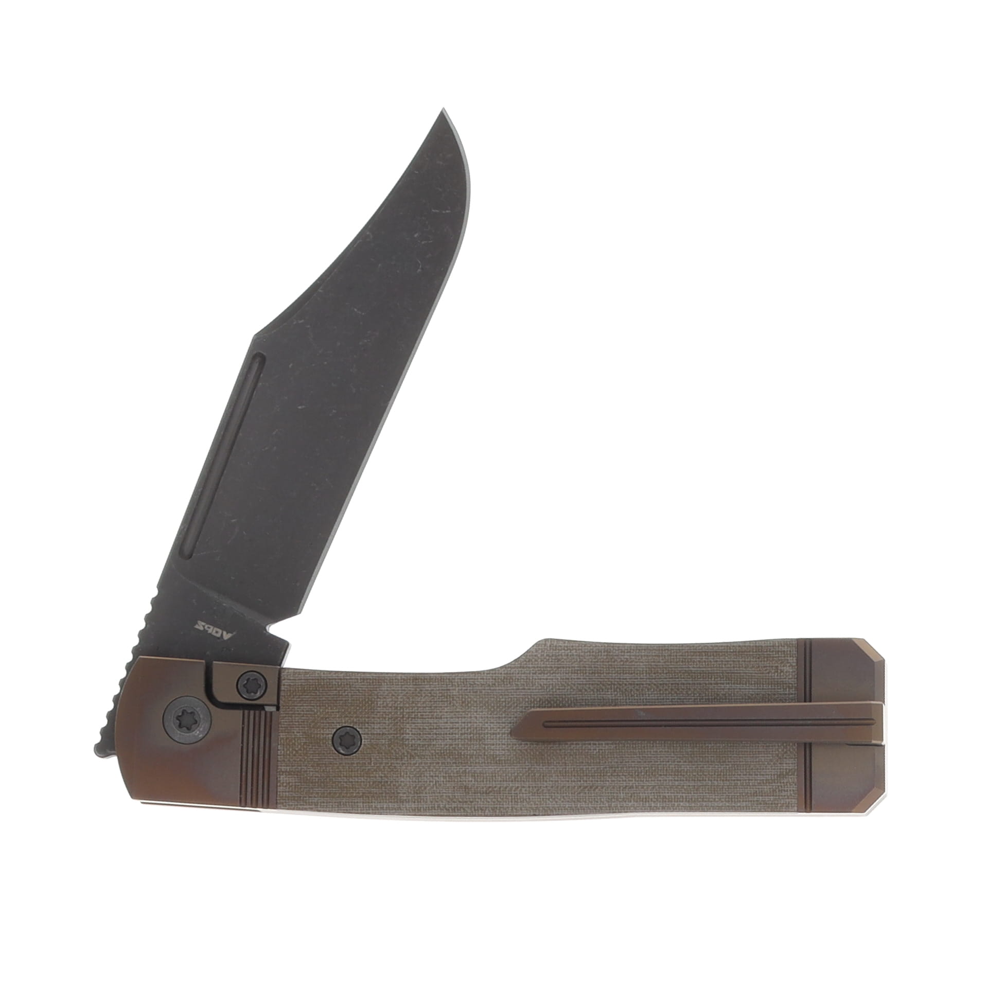Jack Wolf Gunslinger Jack Framelock Folding Knife Acid Stonewash/Green Linen Micarta GUNSL-03-GRN-LIN-MIC View 4