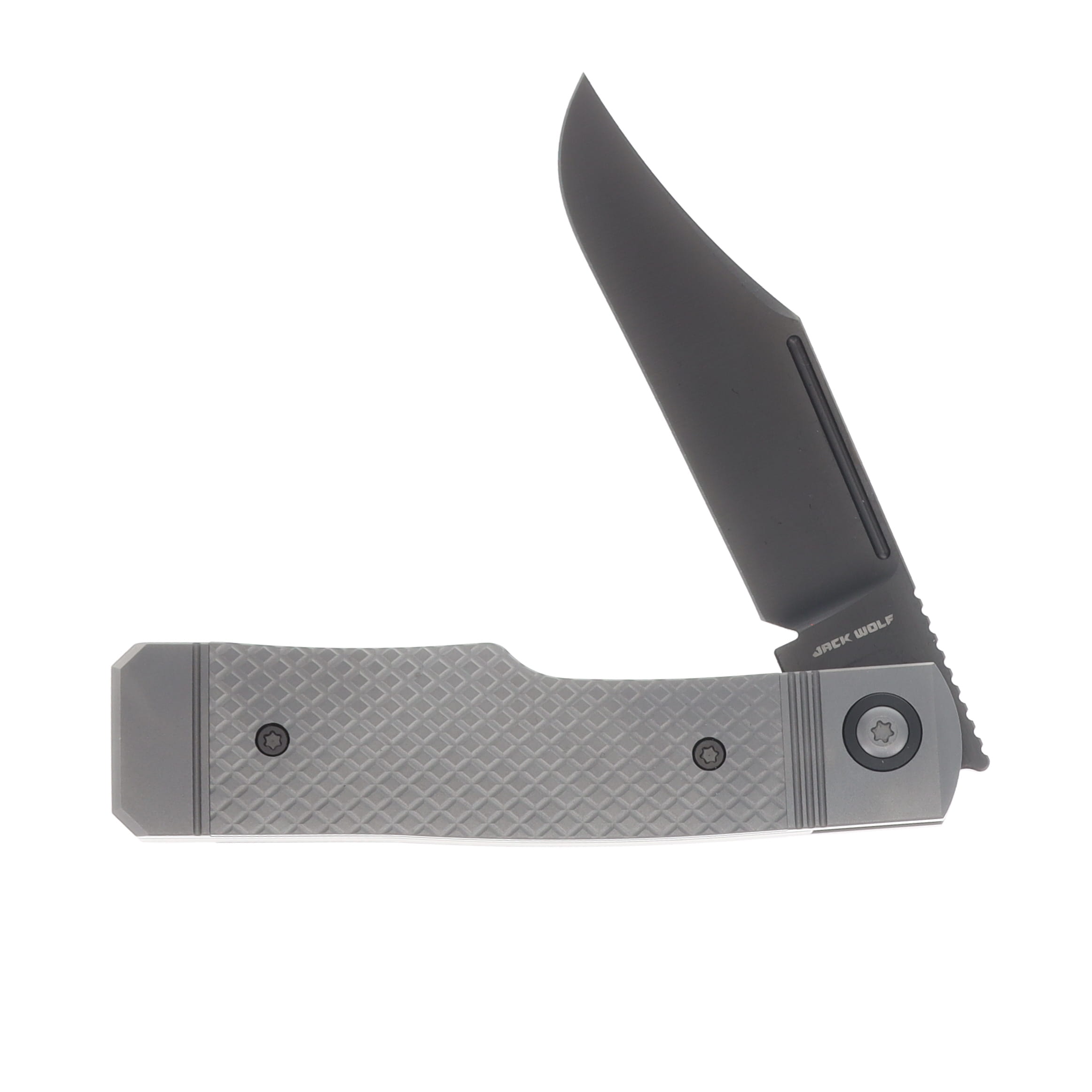 Jack Wolf Gunslinger Jack Framelock Folding Knife DLC/Titanium Cross Hatch GUNSL-03-TI-XHATCH View 3