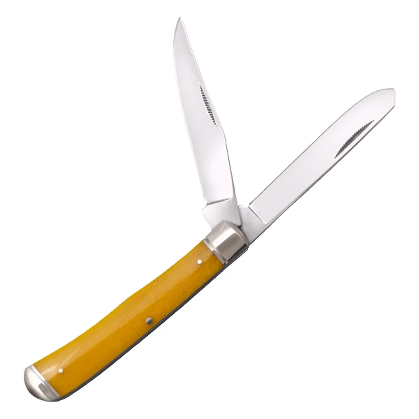 Cold Steel Trapper Folding Knife Yellow Bone Seconds Handle View 1