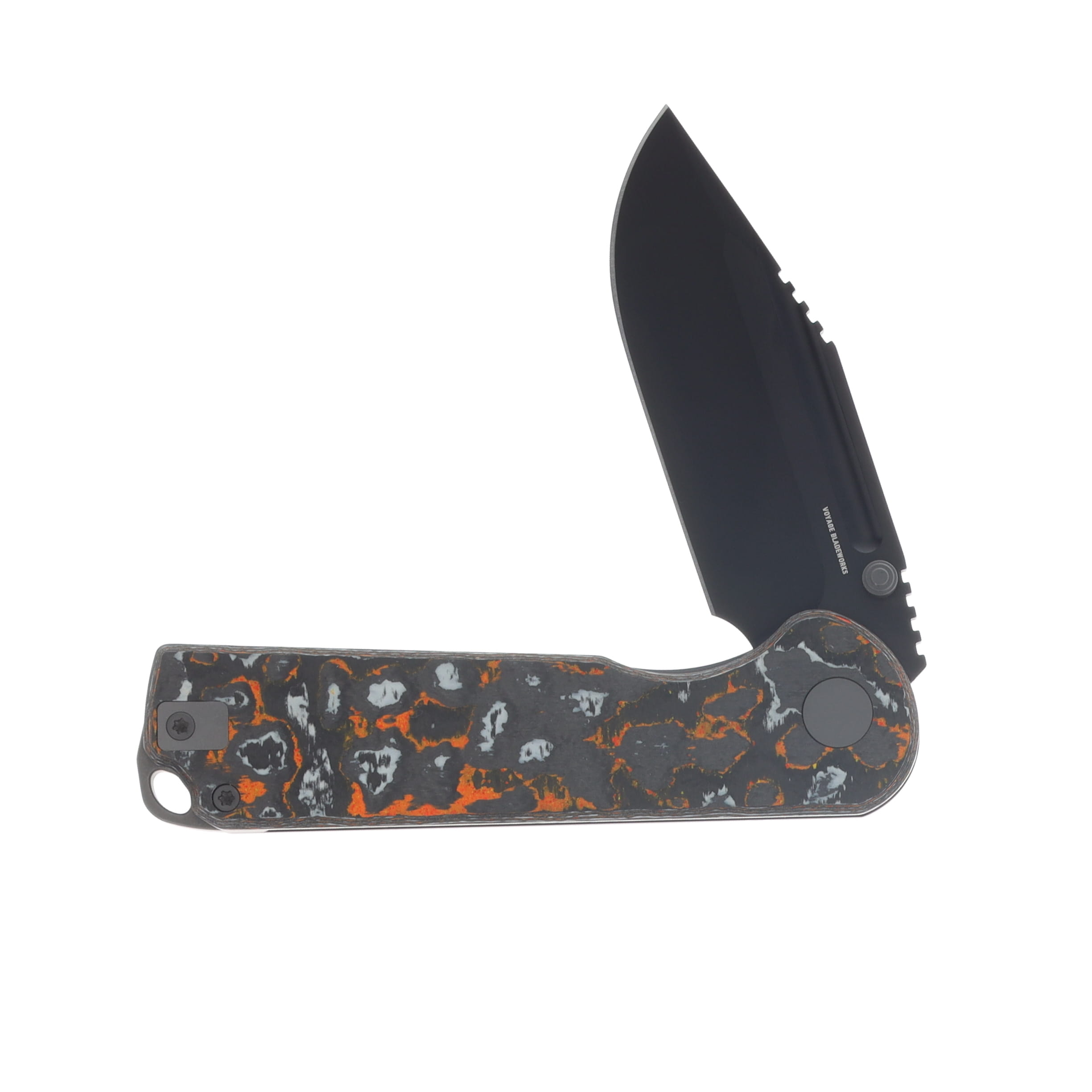 Voyage Bladeworks SMKW Exclusive Avius Folding Knife Giants CamoCarbon Drop Point VBAVIUSGCCDP View 4