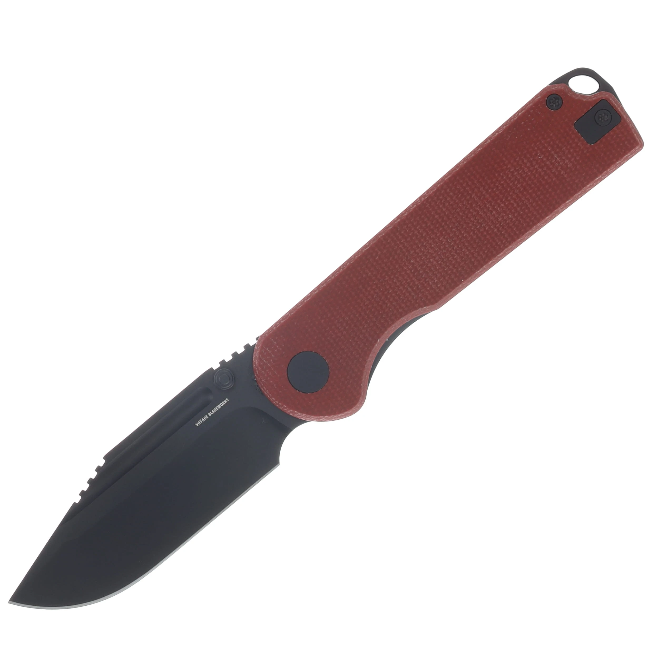 Voyage Bladeworks SMKW Exclusive Avius Folding Knife Burgundy Micarta and Gray G-10 Drop Point VBAVIUSBMDP View 1