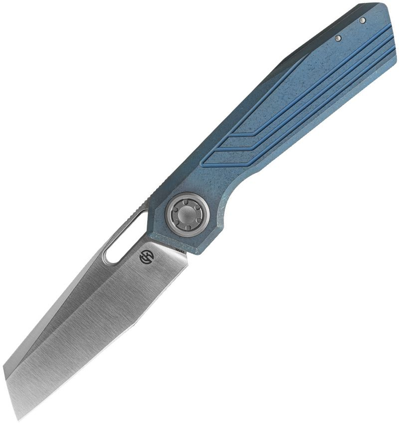 Vosteed Xeno Vanchor Lock Folding Knife Satin Vanax Tanto/Blue Titanium A3802 View 1