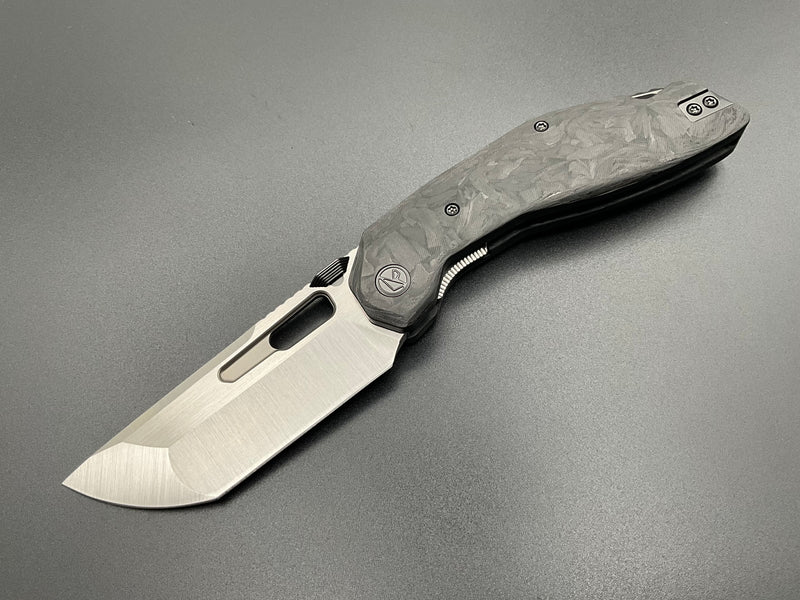 Ketuo Yakuza Linerlock Black Marble Carbon Fiber Handle Satin 154CM Blade KETM097 View 1