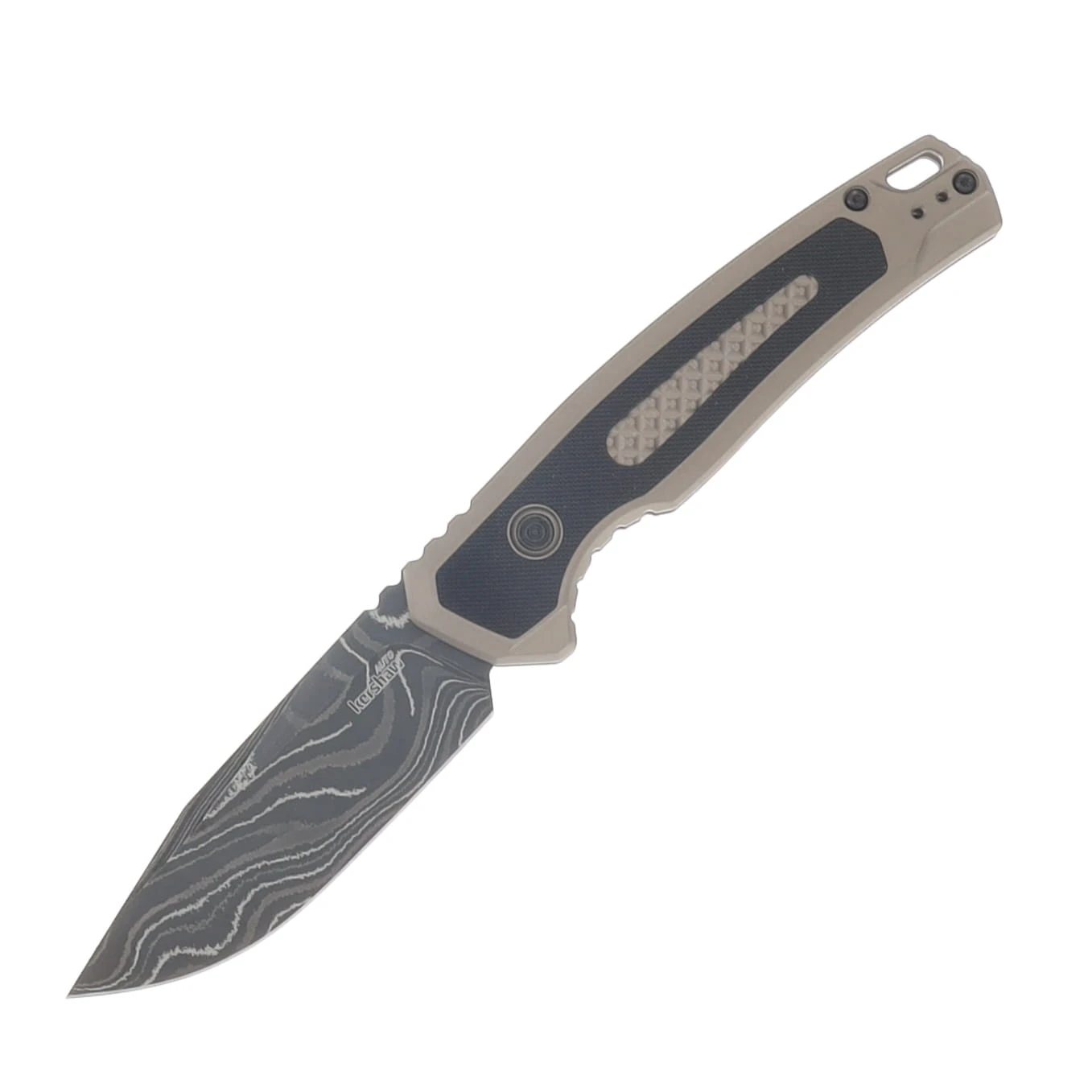 Kershaw Auto Launch 21 Bronze Aluminum Handle With Black G-10 Insert Damascus Blade AUKS7106DAM View 1