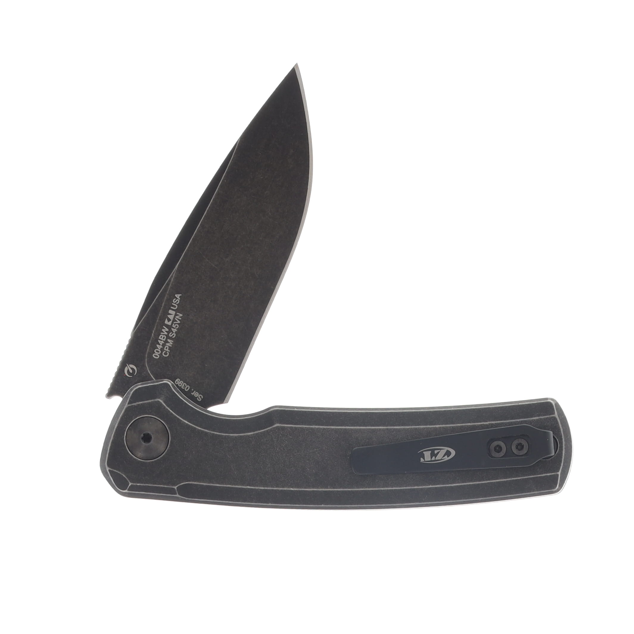 Zero Tolerance 0044 Buttonlock Blackwash Titanium Handle Blackwash S45VN Blade ZT0044BW View 4