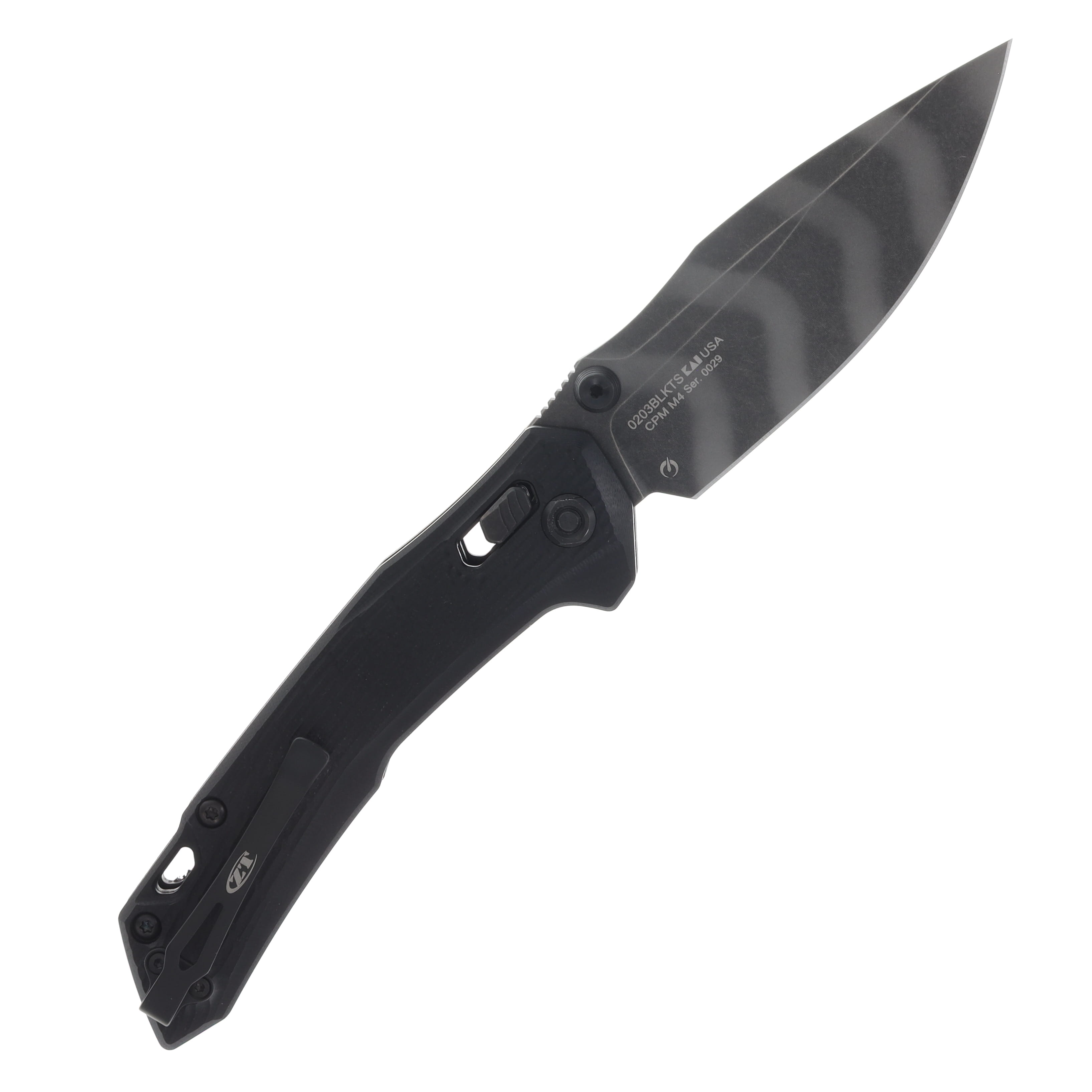 Zero Tolerance Black Textured G-10 Handle Tiger Stripe Camo CPM-M4 Blade ZT0203BLKTS View 2