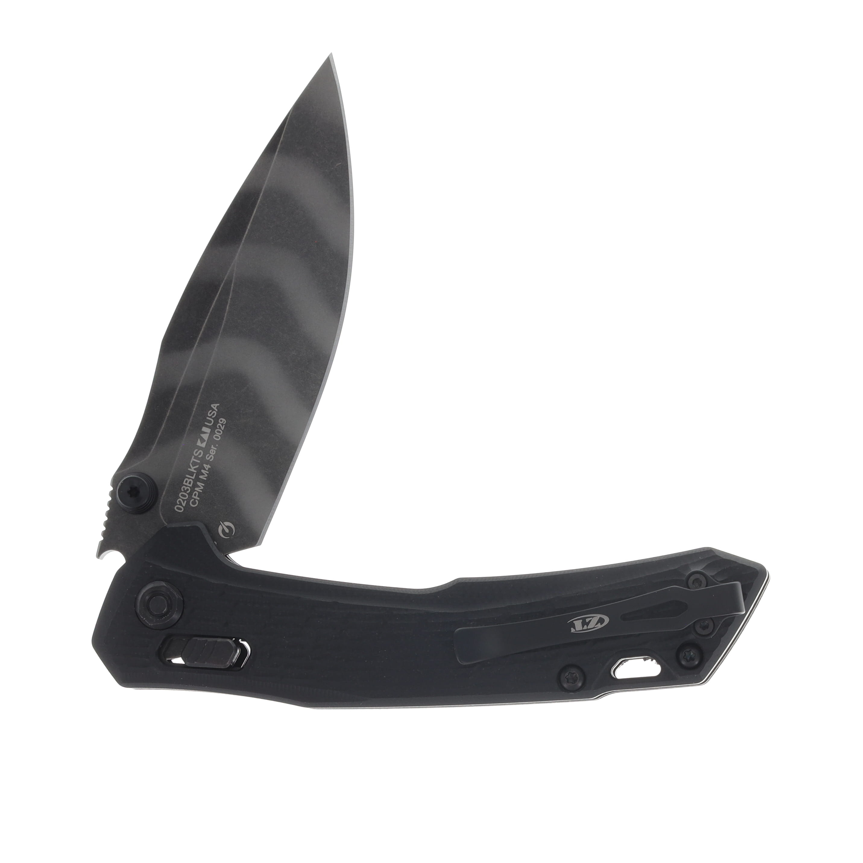 Zero Tolerance Black Textured G-10 Handle Tiger Stripe Camo CPM-M4 Blade ZT0203BLKTS View 4