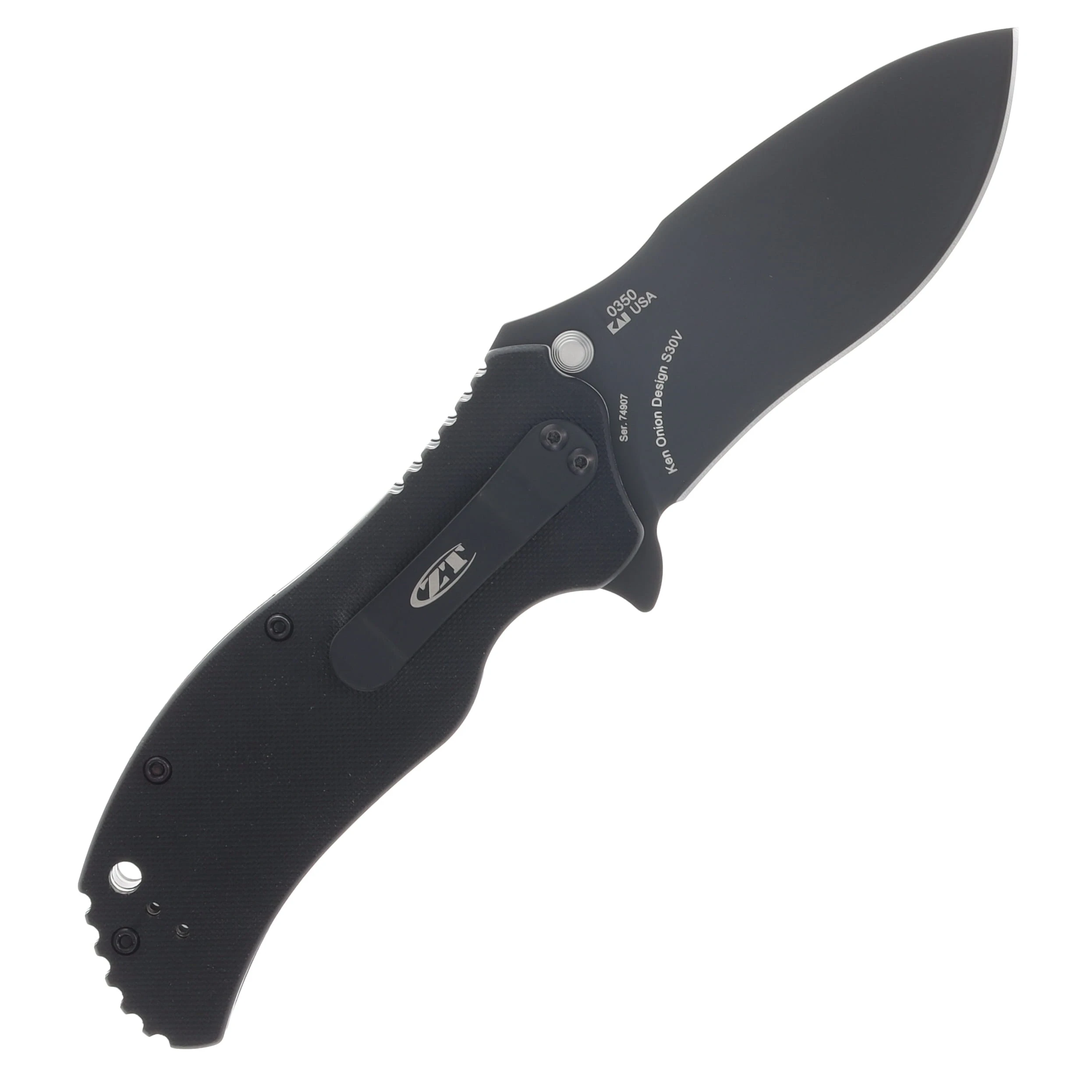 Zero Tolerance 0350 Linerlock Black G-10 Handle With Tritium Insert Black DLC Coated CPM-S30V ZT0350TR View 2