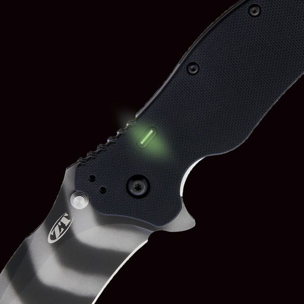 Zero Tolerance 0350 Linerlock Black G-10 Handle With Tritium Insert Tiger Stripe DLC Coated CPM-S30V ZT0350TSTR View 5