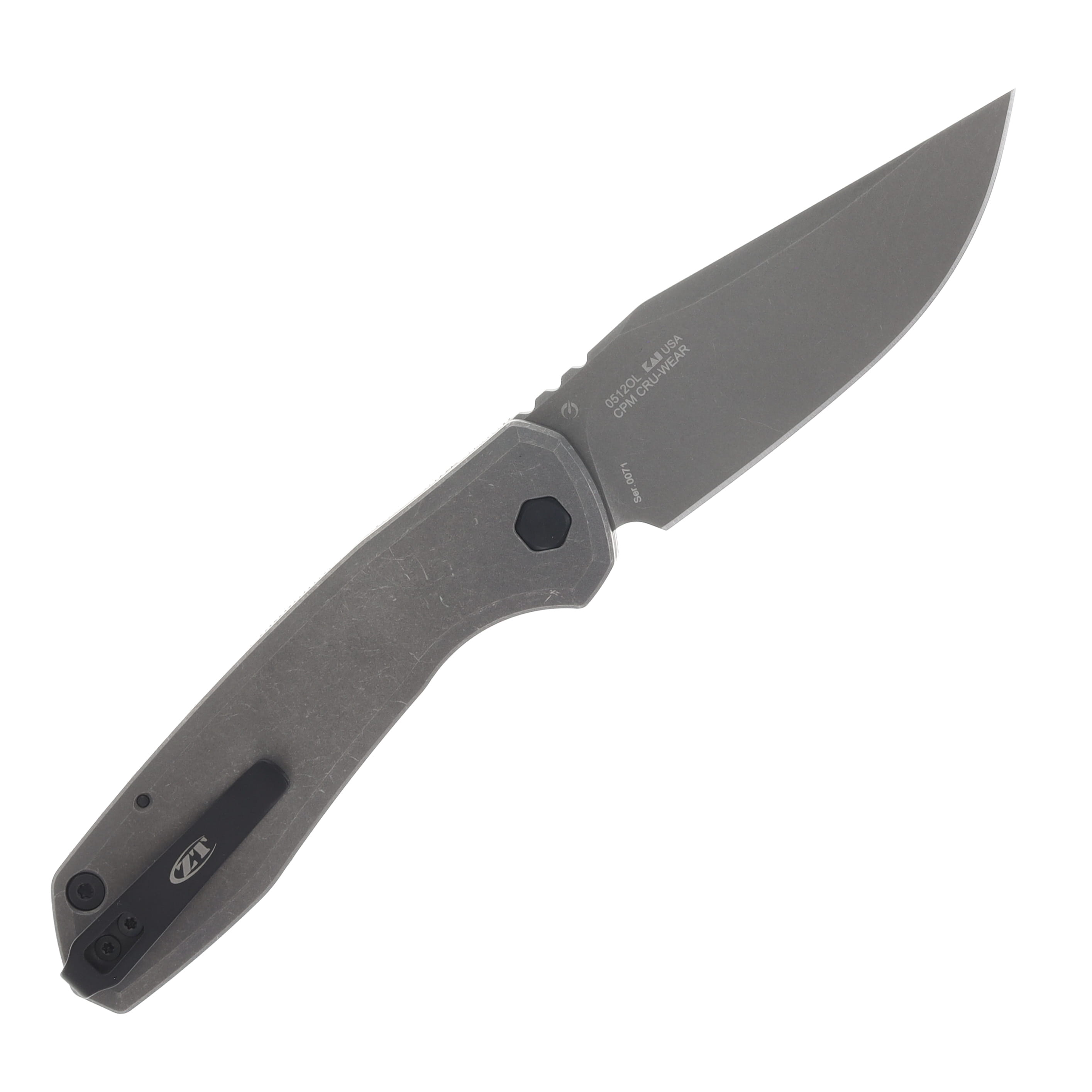 Zero Tolerance Auto 0512 Olive Canvas Micarta Handle Gray Stonewash CPM Cru-Wear Blade ZT0512OL View 2