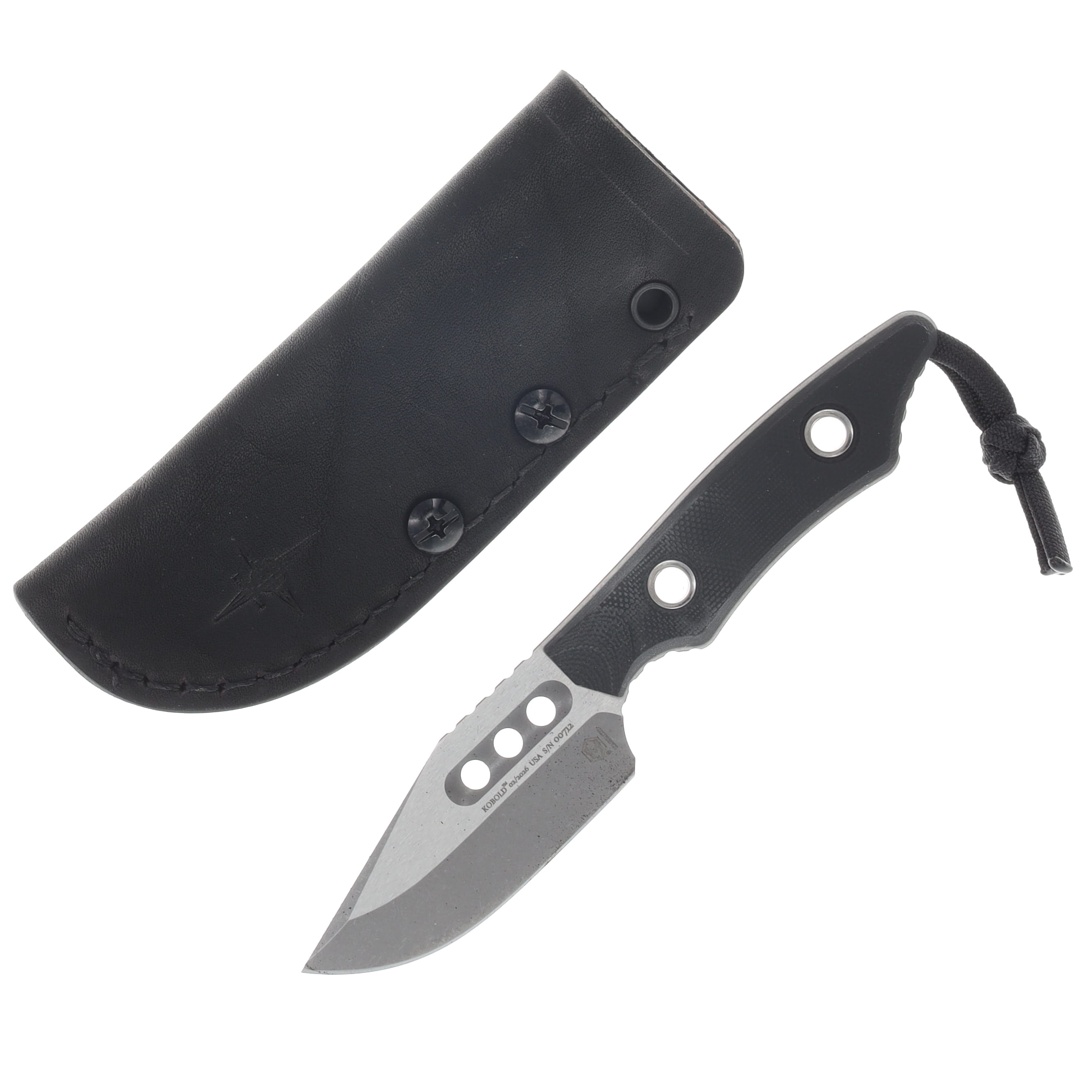 Heretic Kobold Bowie Fixed Blade Knife Battleworn Standard/Black G-10 with Leather Sheath H065-5A-BLK-G10 View 1