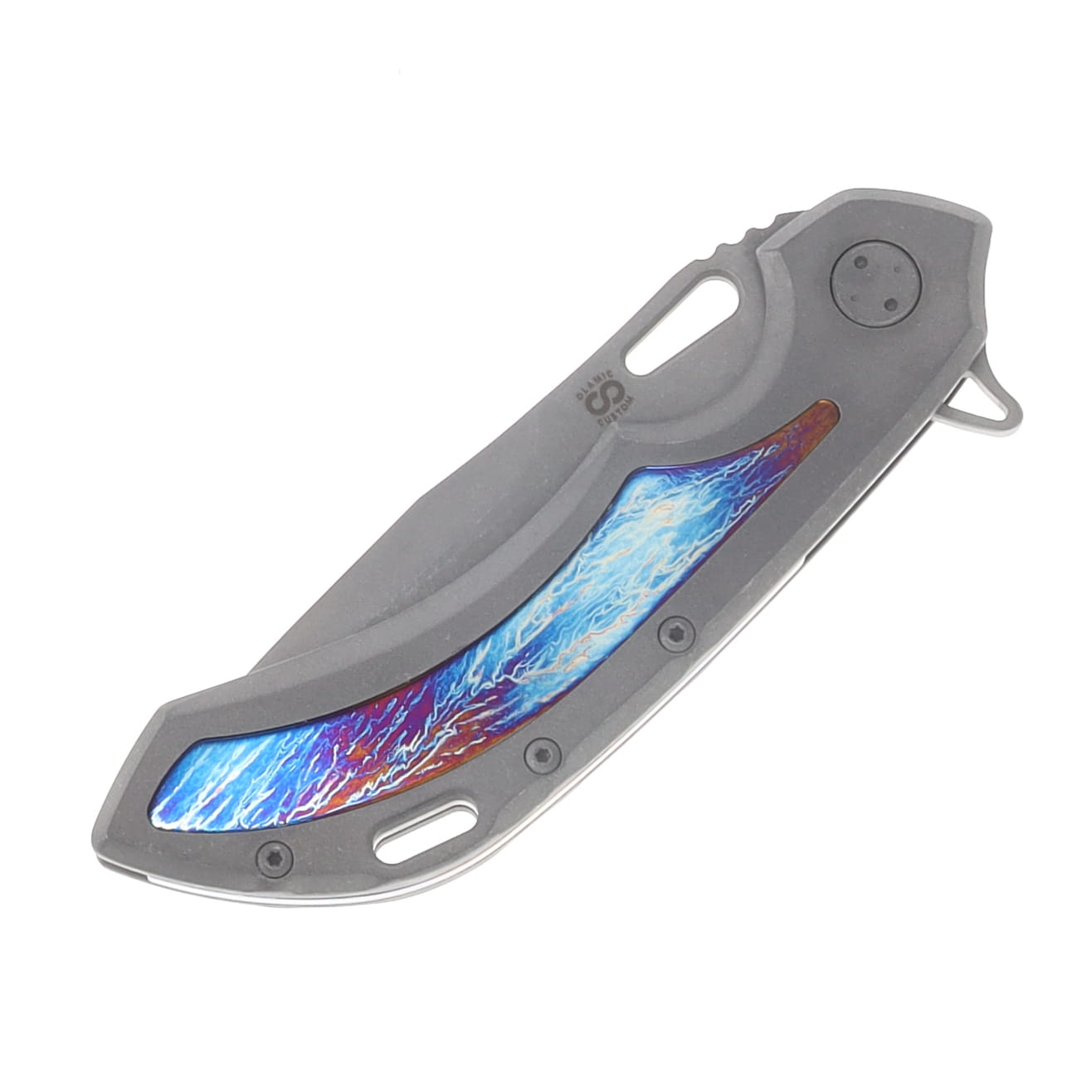 Olamic Wayfarer 247 Folding Knife Stonewash M390 Drop Point/Stonewash & Original Entropic Titanium with Titanium Clip 1828 View 5