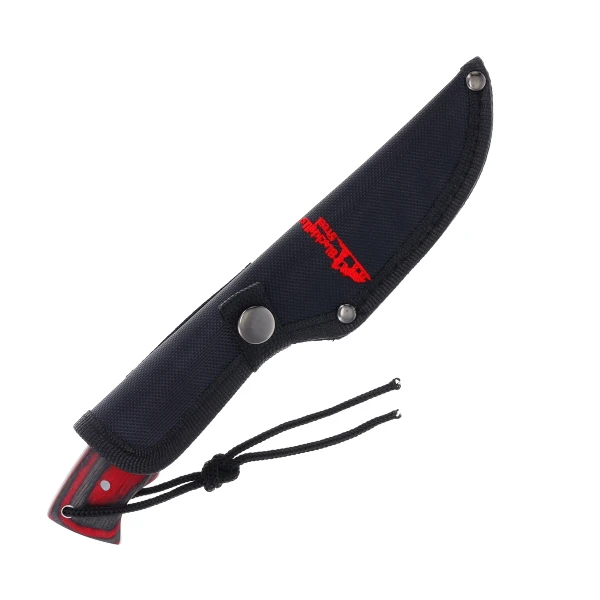 Frost Cutlery Blackhills Steel Bushmaster Fixed Blade Knife Red & Black Pakkawood with Nylon Sheath FRBKH002 View 5