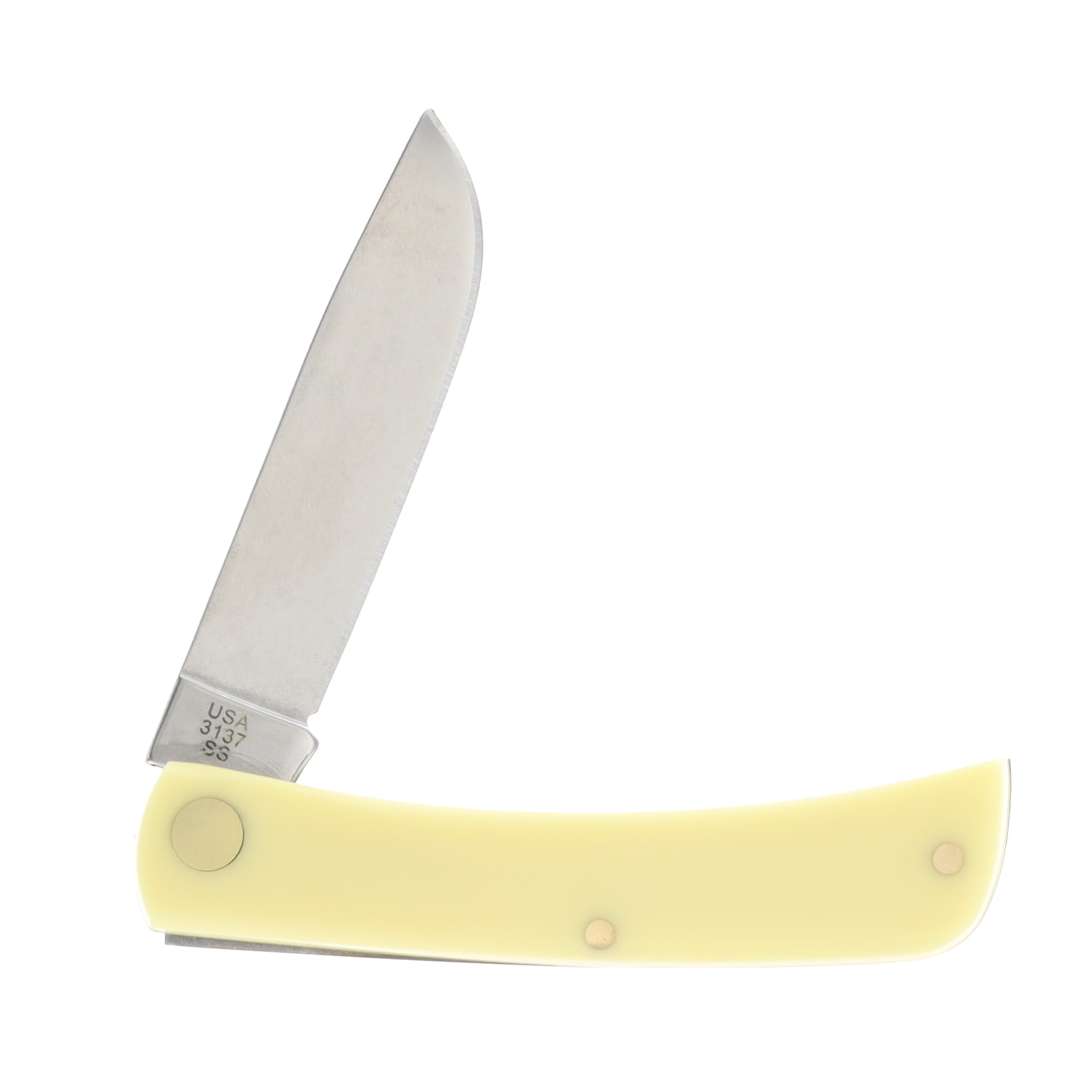 Case XX Raccoon Etched Yellow Synthetic Sod Buster Jr Folding Knife CA80032CN View 2