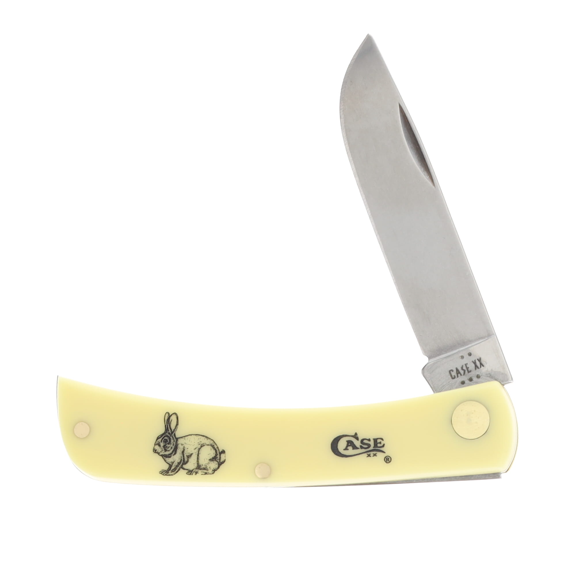Case XX Rabbit Etched Yellow Synthetic Sod Buster Jr Folding Knife CA80032RAB View 1