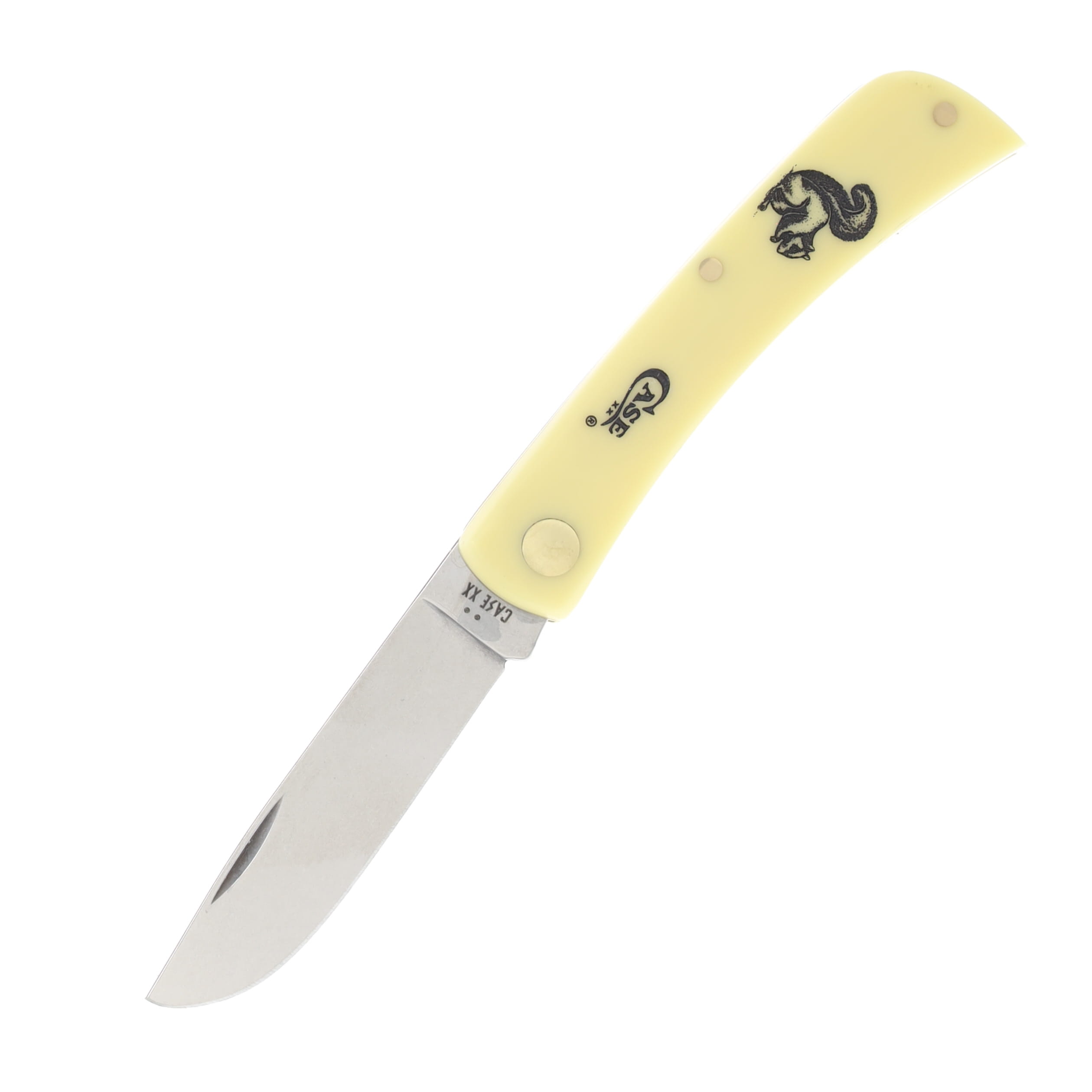 Case XX Squirrel Etched Yellow Synthetic Sod Buster Jr Folding Knife CA80032SQ View 3