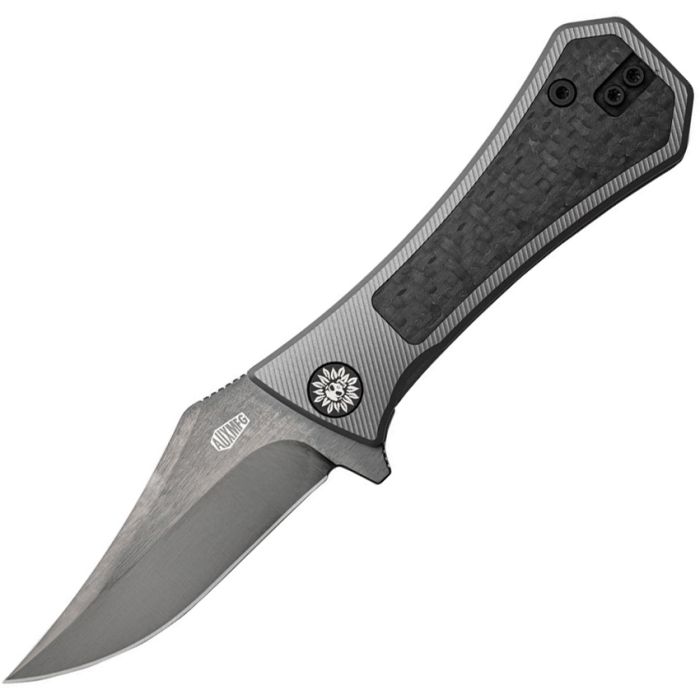 Auxiliary Manufacturing Deadhead Bowie Framelock Folding Knife DLC M390/Black Carbon Fiber and Titanium AUX-002BK View 1