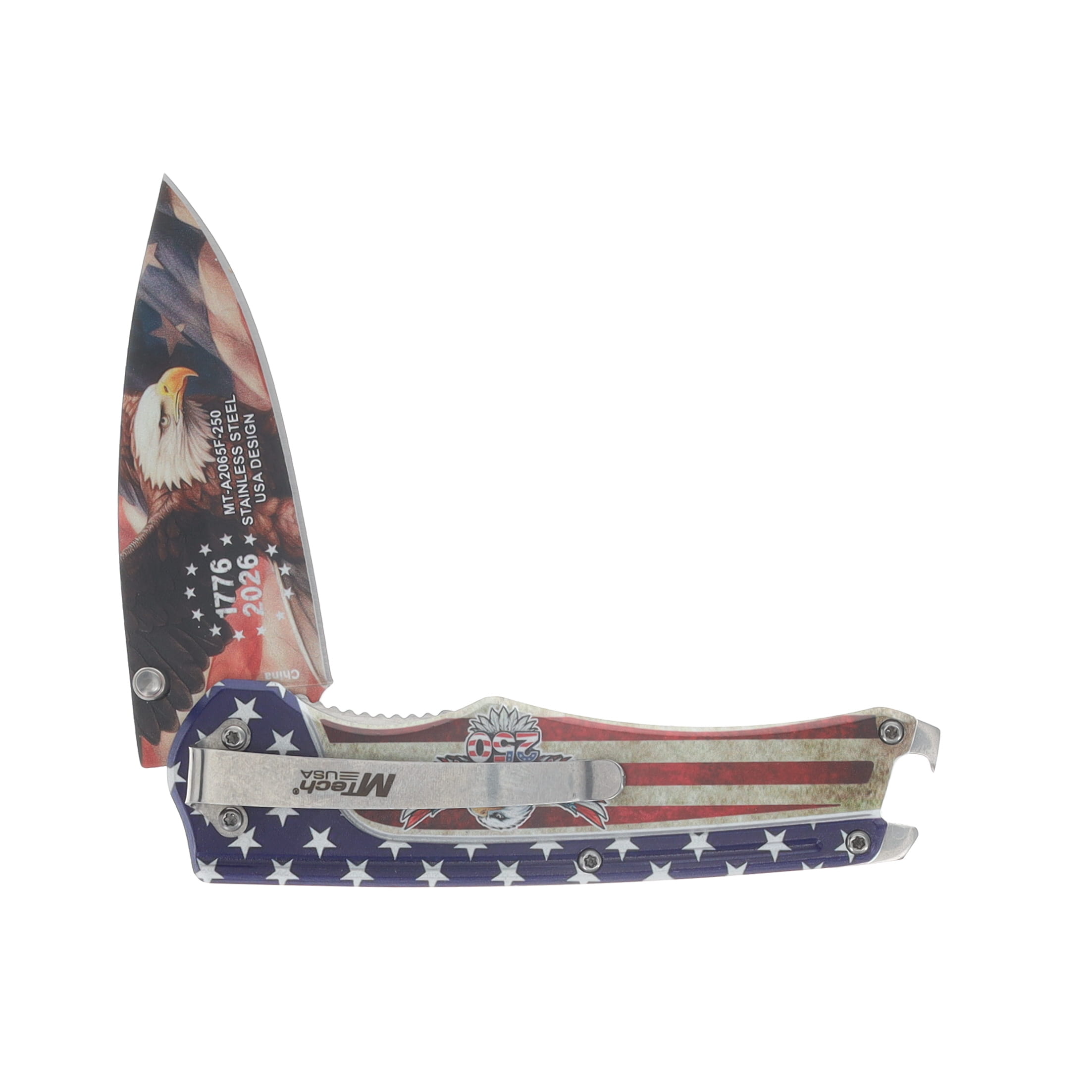 Mtech USA 250th Ann. Spring Assisted Linerlock Folder Freedom 250 Flag Handle MT-A2065F-250 View 4