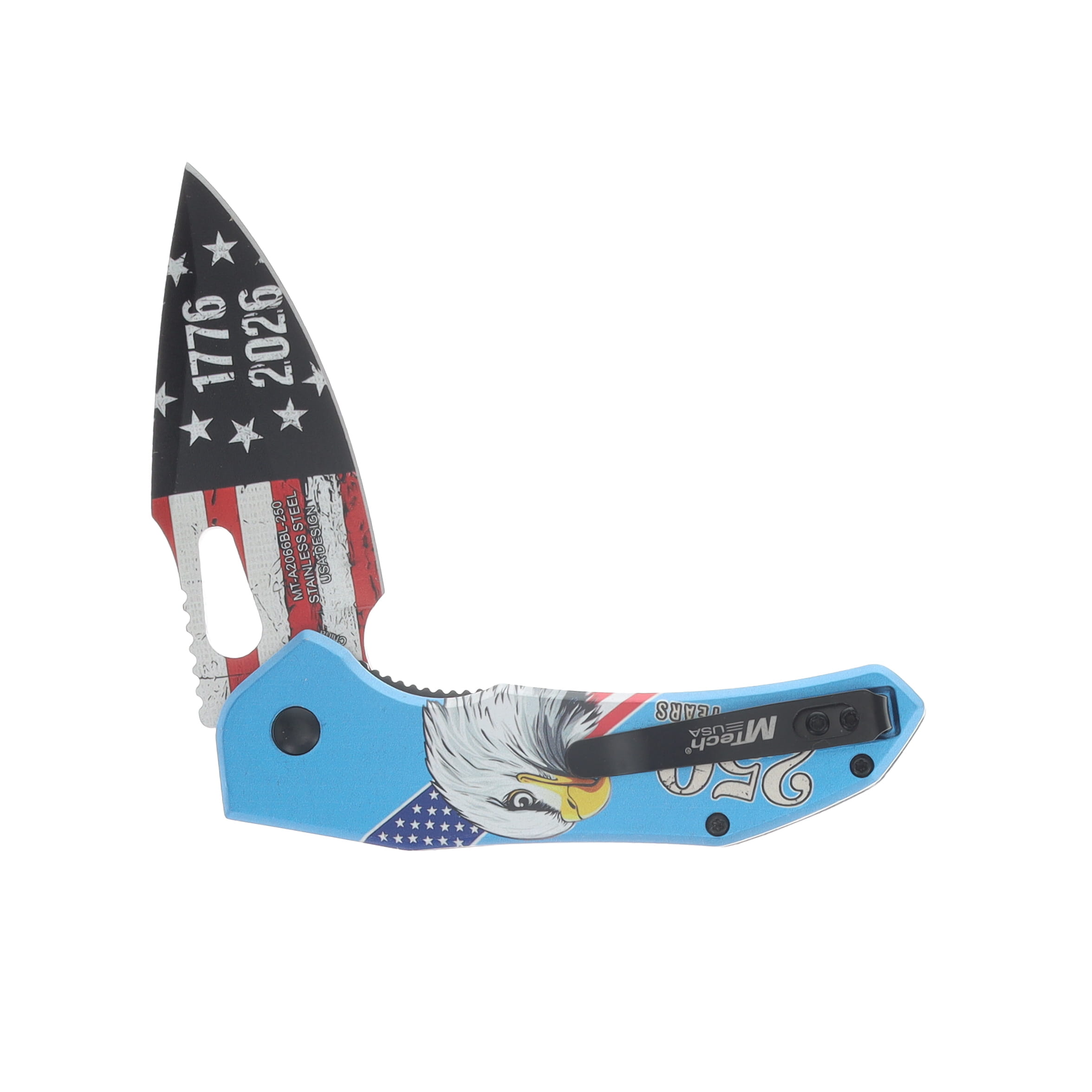 Mtech USA 250 Ann Spring Assisted Linerlock Folder Eagle Light Blue Handle MT-A2066BL-250 View 4