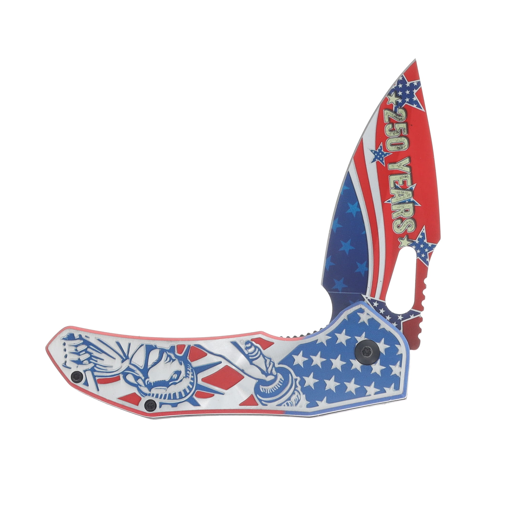 Mtech USA 250th Ann. Spring Assisted Linerlock Folder R-W-B Statue of Liberty Handle MT-A2066RD-250 View 3