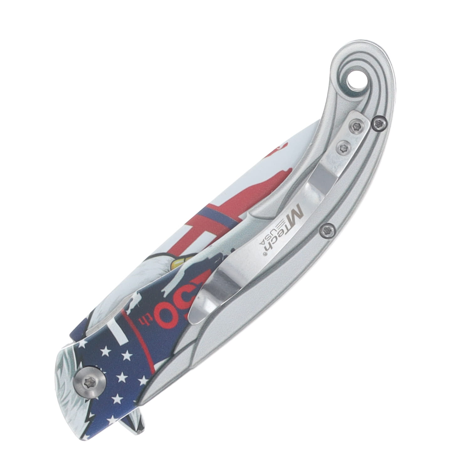 Mtech USA 250th Ann. Spring Assisted Linerlock Folder Silver Handle Eagle Blade MT-A2071S-250 View 6