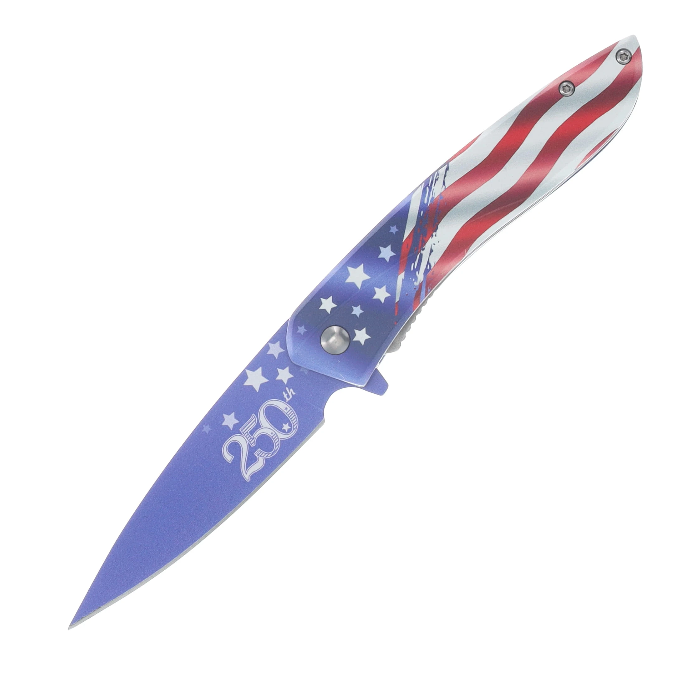 Mtech USA 250th Ann. Spring Assisted Linerlock Folder Blue Stars 250th Blade/Flag Handle MT-A2073F-250 View 1