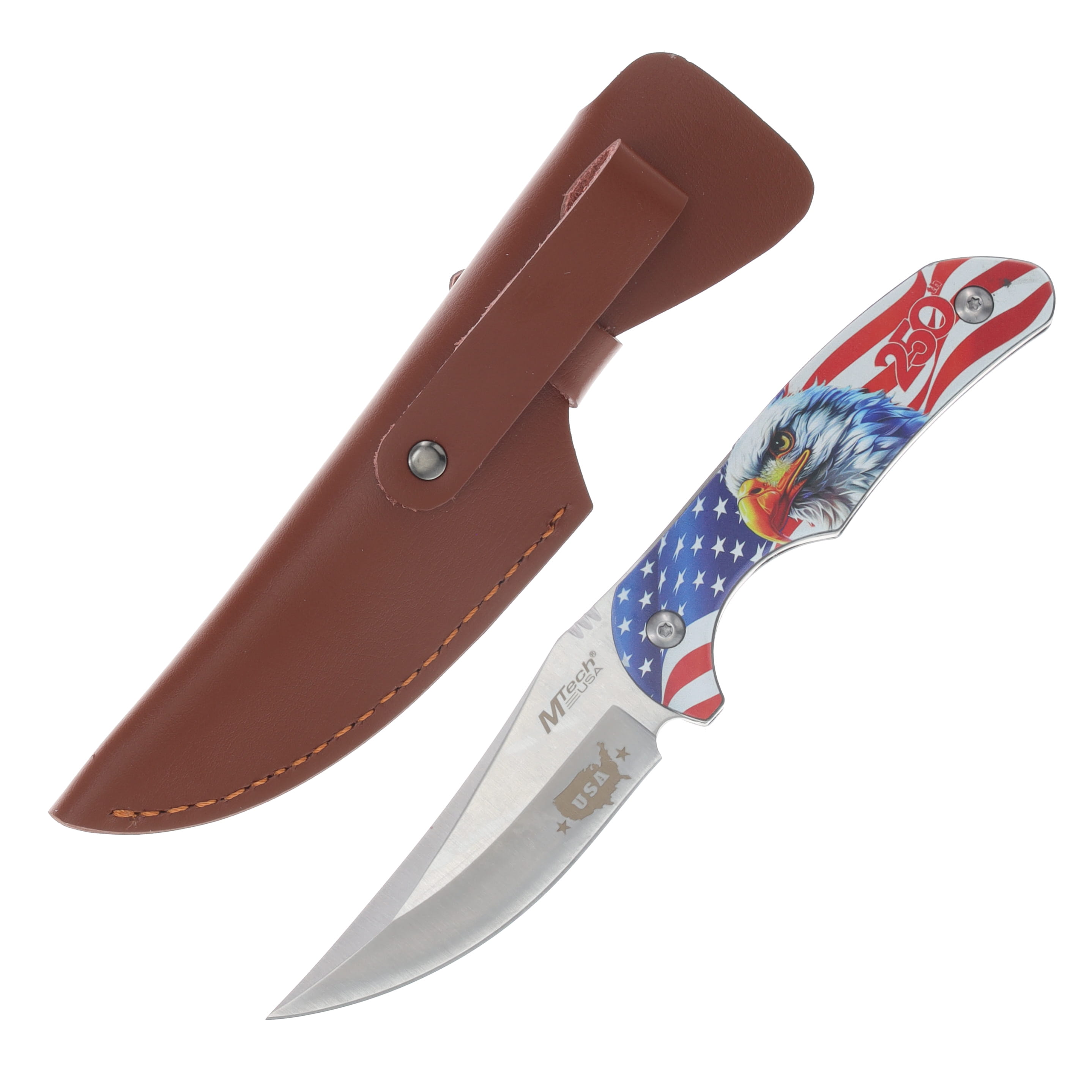 Mtech USA 250th Ann. Fixed Blade W/ Eagle Aluminum Handle/Leather Sheath MT-FIX012F-250 View 2