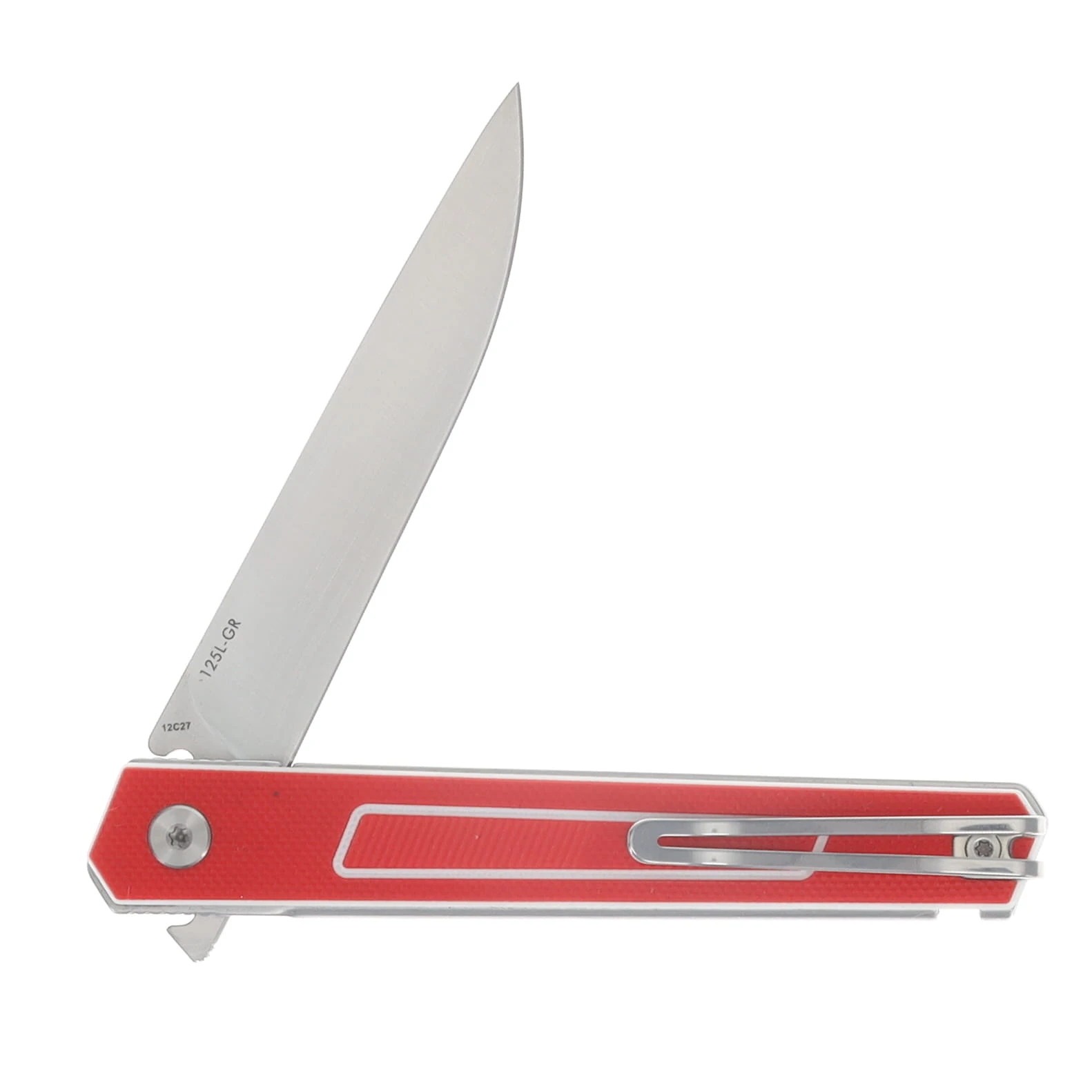 SRM Swift Linerlock Folding Knife Brushed Satin/Red G-10 SRM-125L-GR View 4
