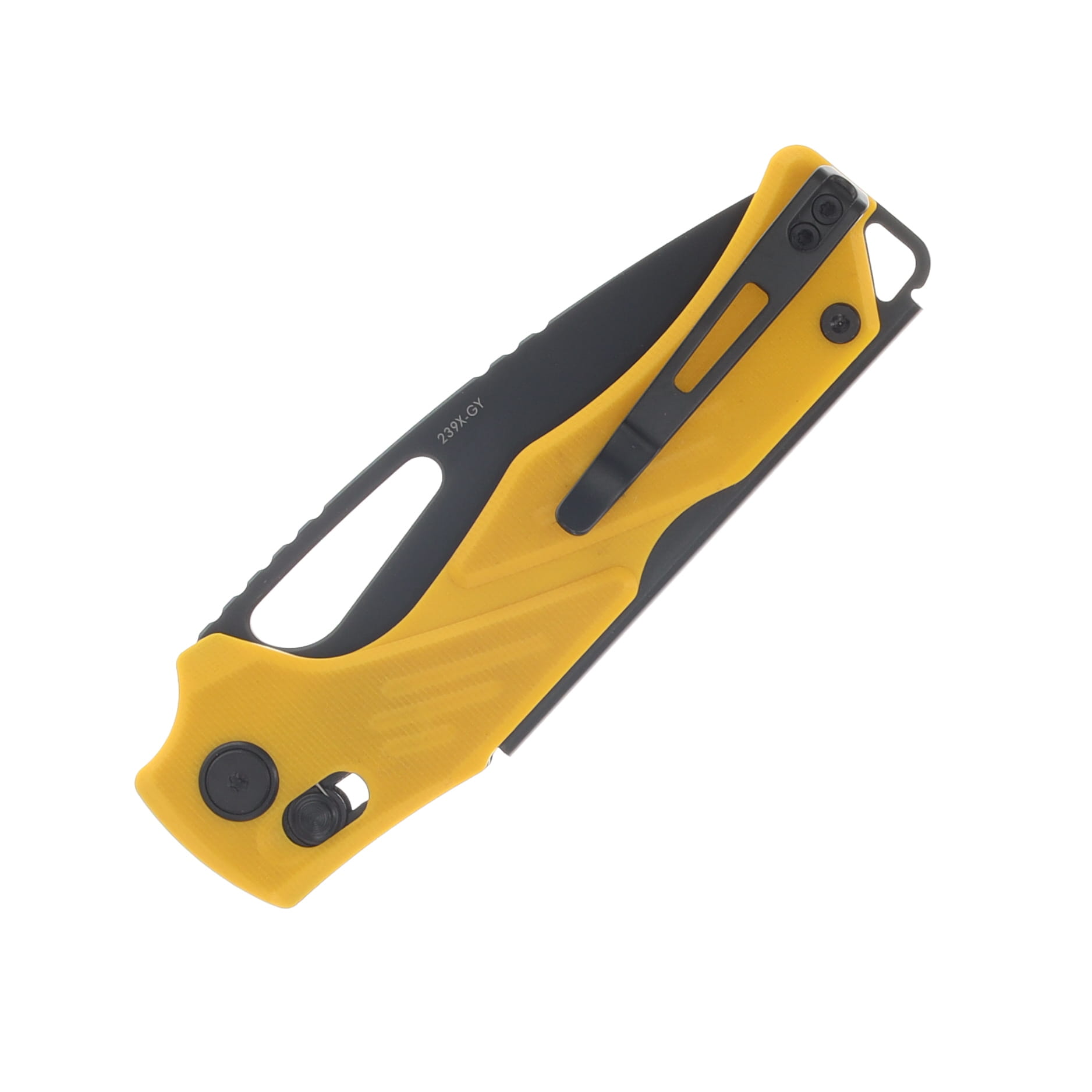 SRM Mirage Crossbar Lock Folding Knife Black Stonewash/Yellow G-10 SRM-239X-GY View 4