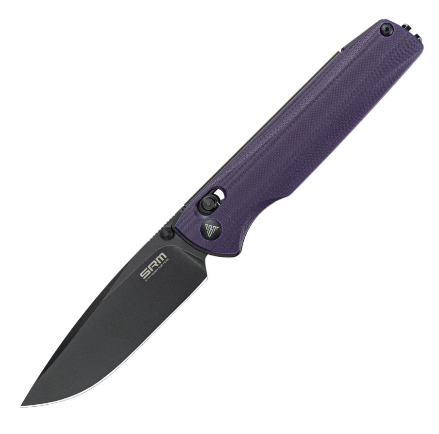 SRM Terrier Crossbar Lock Folding Knife Black PVD D2/Purple G-10 SRM-258L-GN View 1