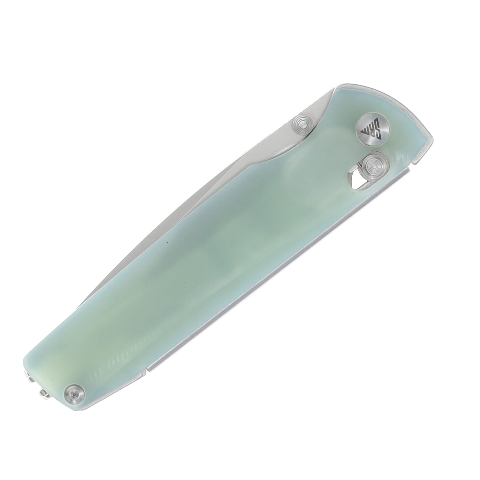 SRM Terrier Crossbar Lock Folding Knife Stonewash D2/Jade G-10 SRM-258L-GC View 4