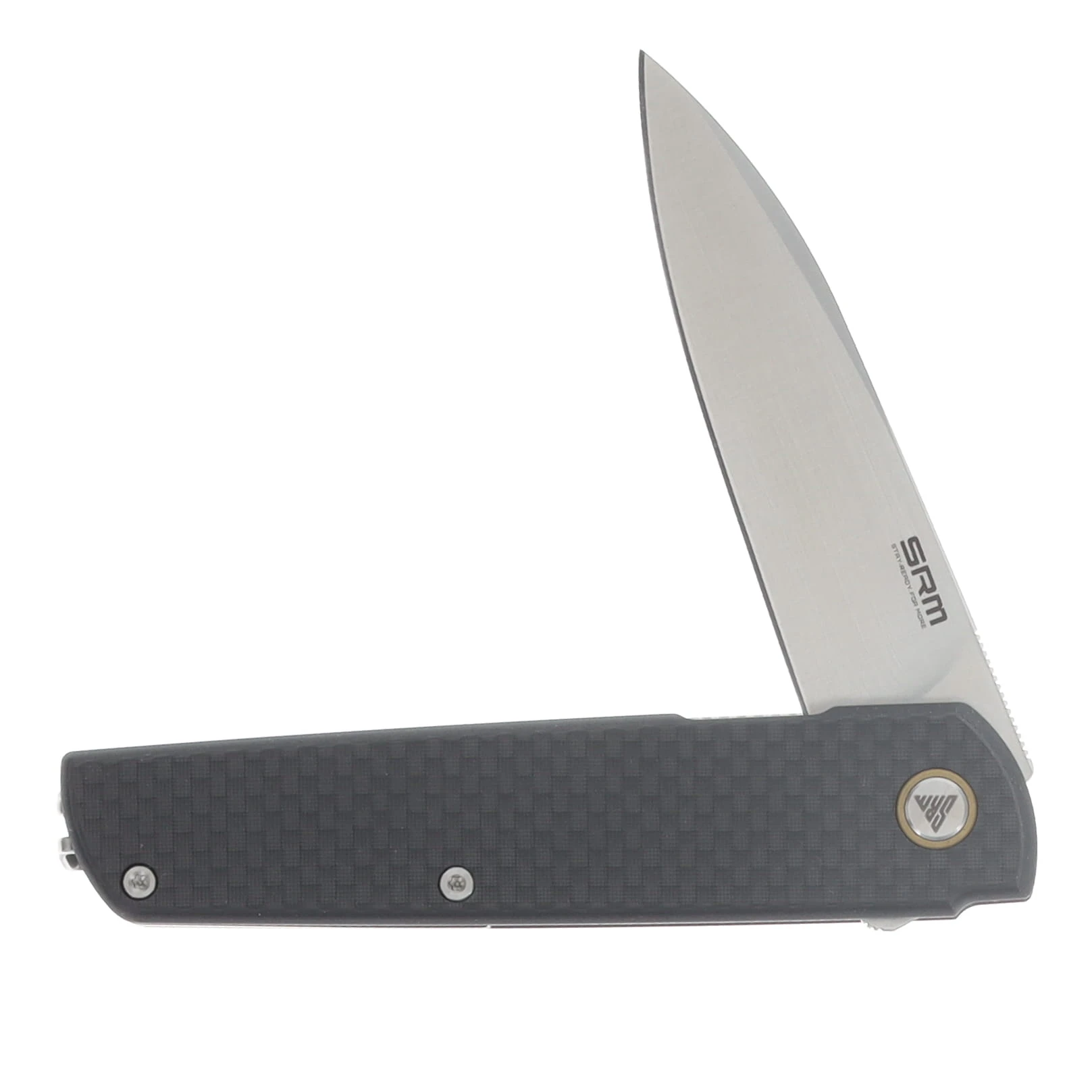 SRM Qrick Linerlock Folding Knife Brushed Satin 14C28N/Black G-10 and Carbon Fiber SRM-408L-KB View 3