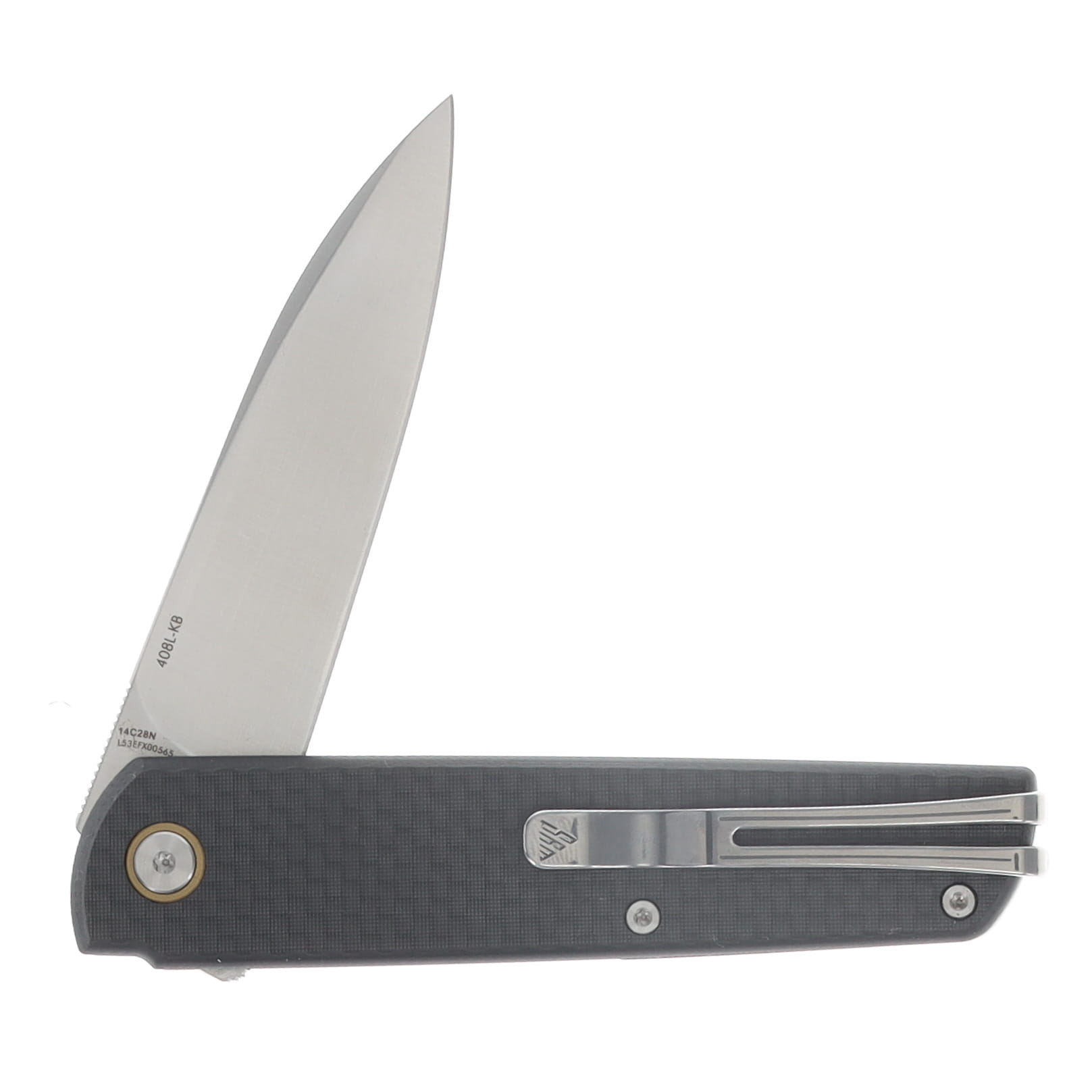 SRM Qrick Linerlock Folding Knife Brushed Satin 14C28N/Black G-10 and Carbon Fiber SRM-408L-KB View 4
