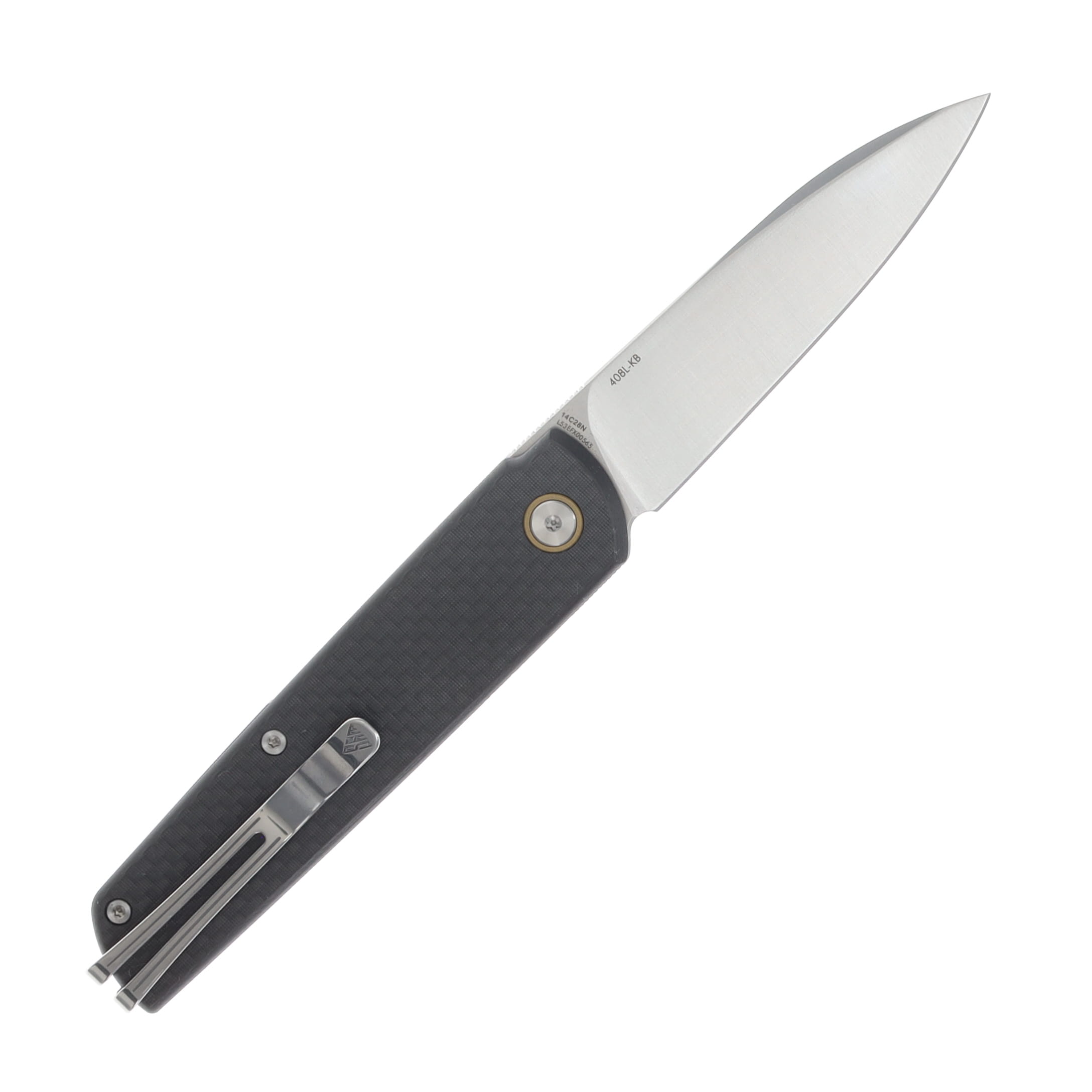 SRM Qrick Linerlock Folding Knife Brushed Satin 14C28N/Black G-10 and Carbon Fiber SRM-408L-KB View 2